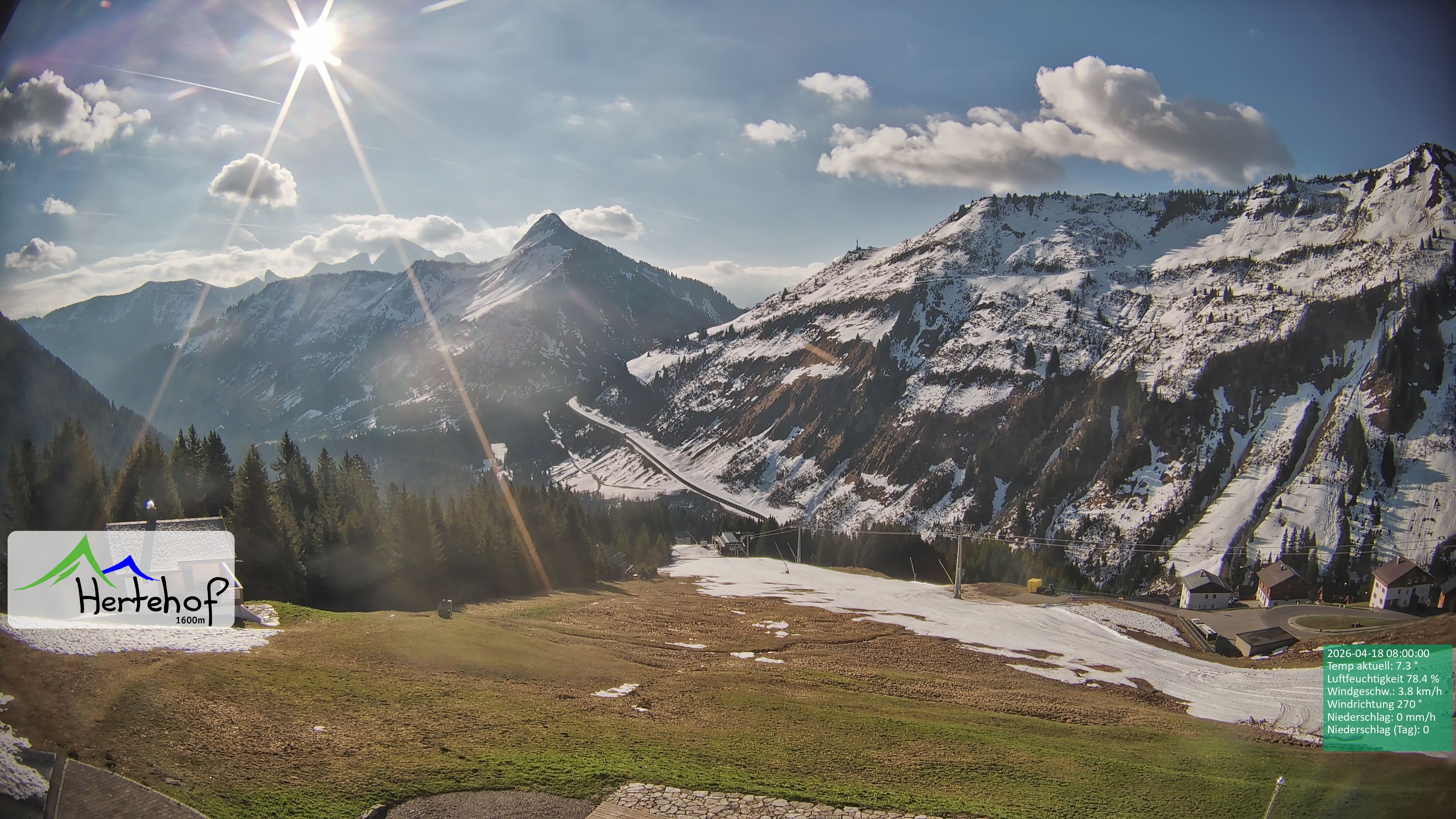 Archiv Foto Webcam Damüls: Blick vom Hertehof