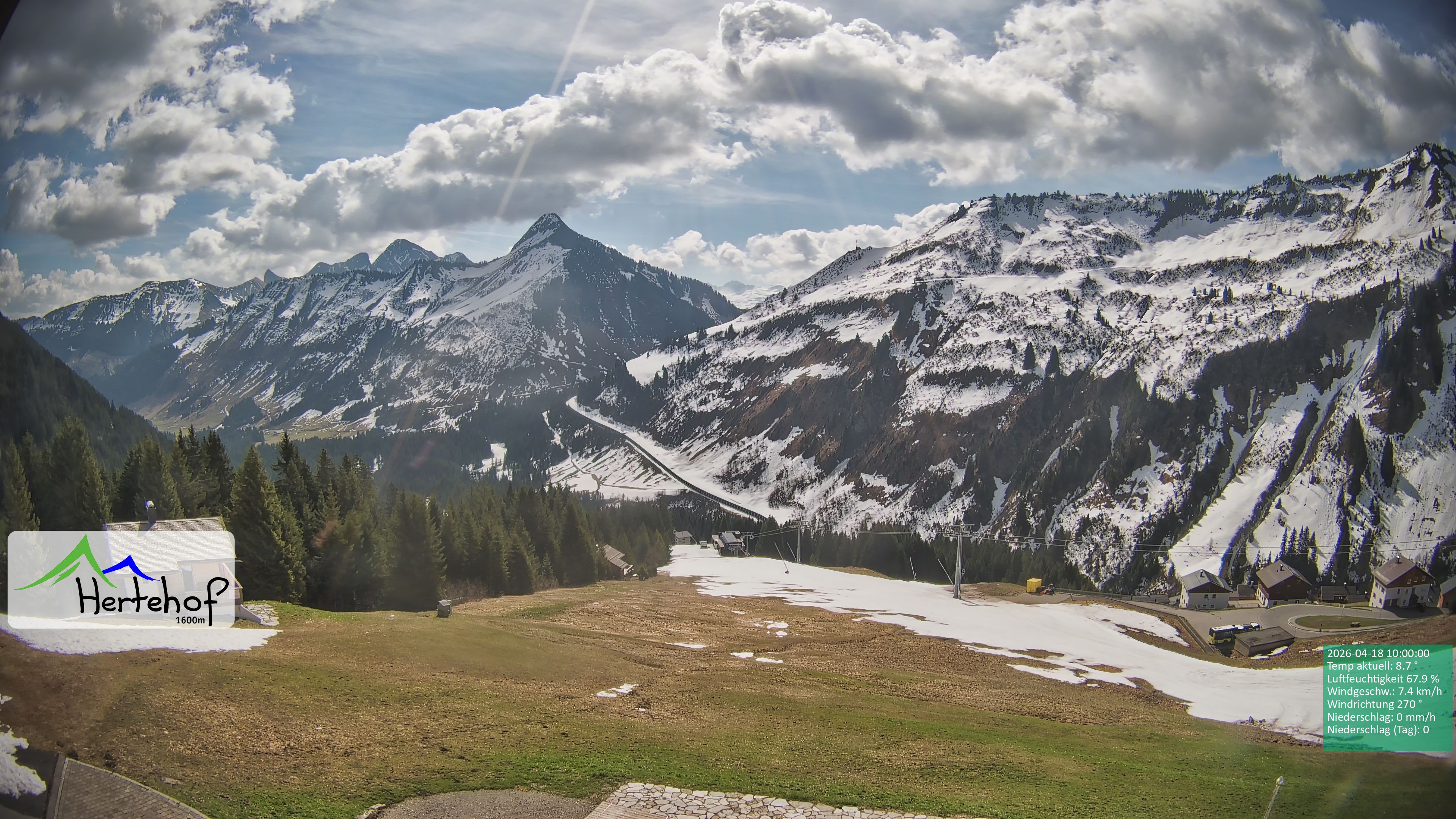 Archiv Foto Webcam Damüls: Blick vom Hertehof