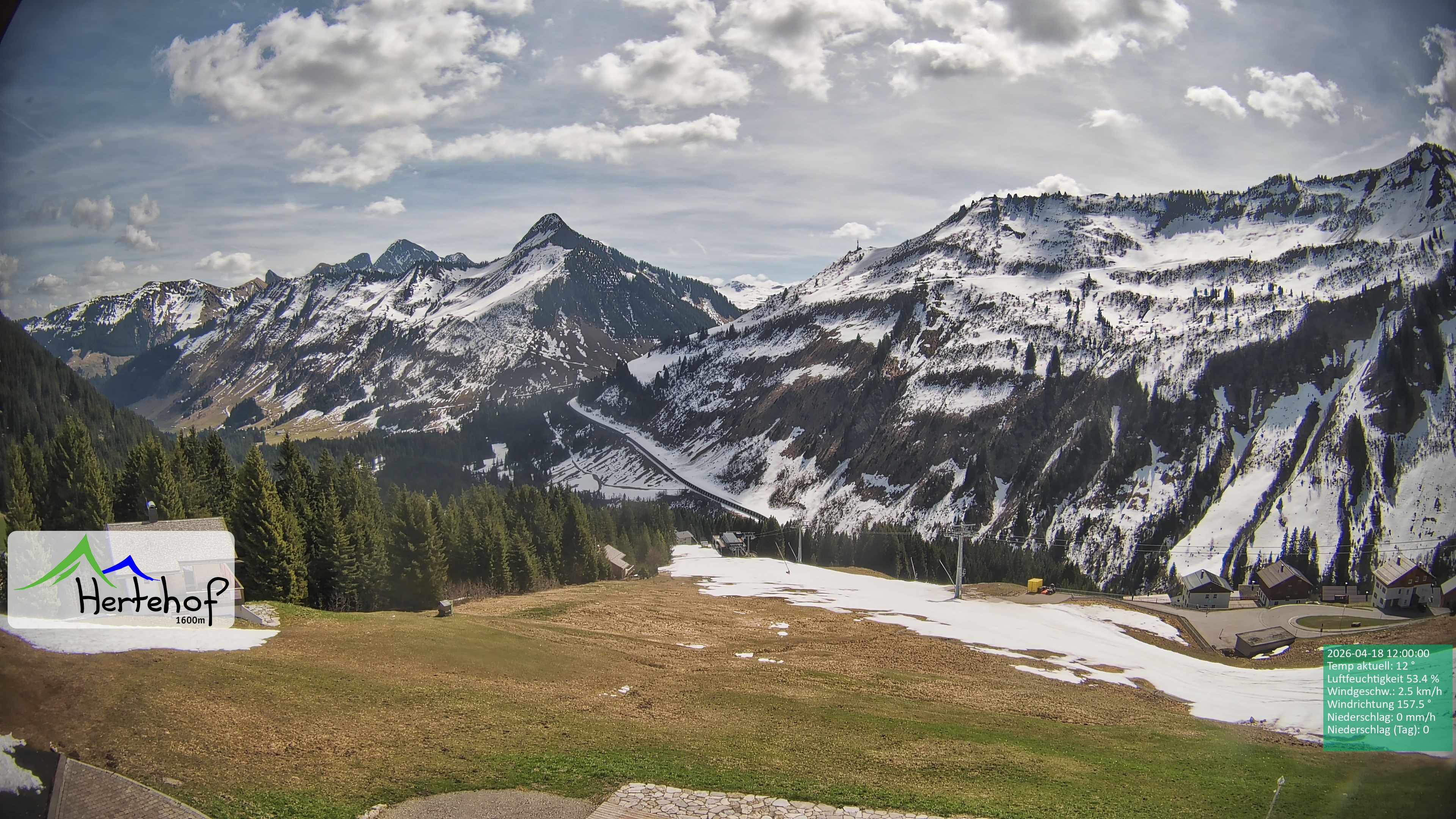 Archiv Foto Webcam Damüls: Blick vom Hertehof