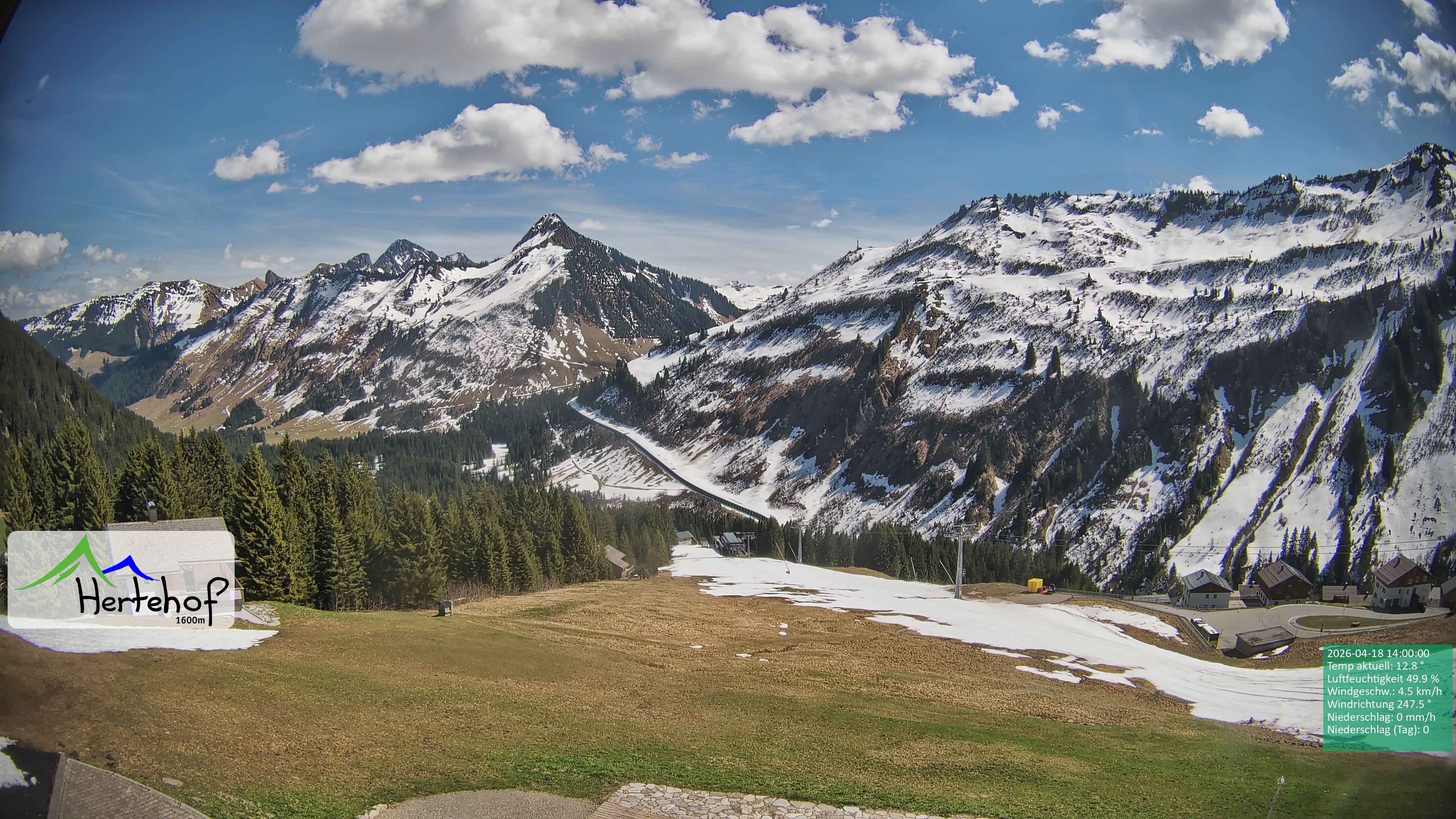 Archiv Foto Webcam Damüls: Blick vom Hertehof