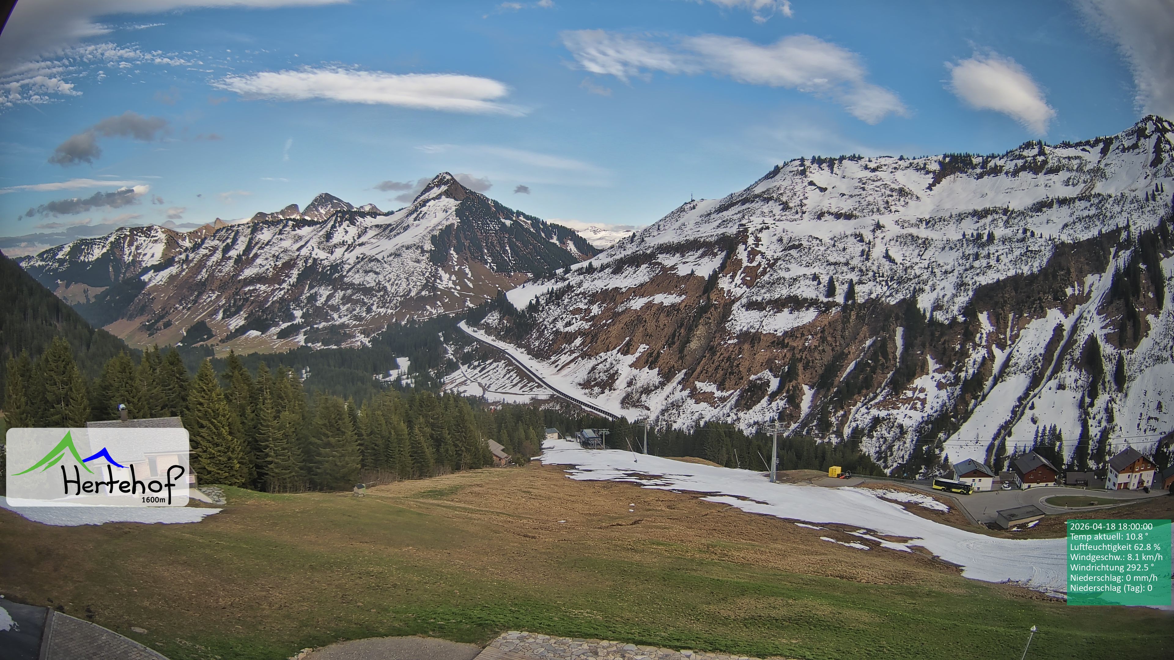 Archiv Foto Webcam Damüls: Blick vom Hertehof