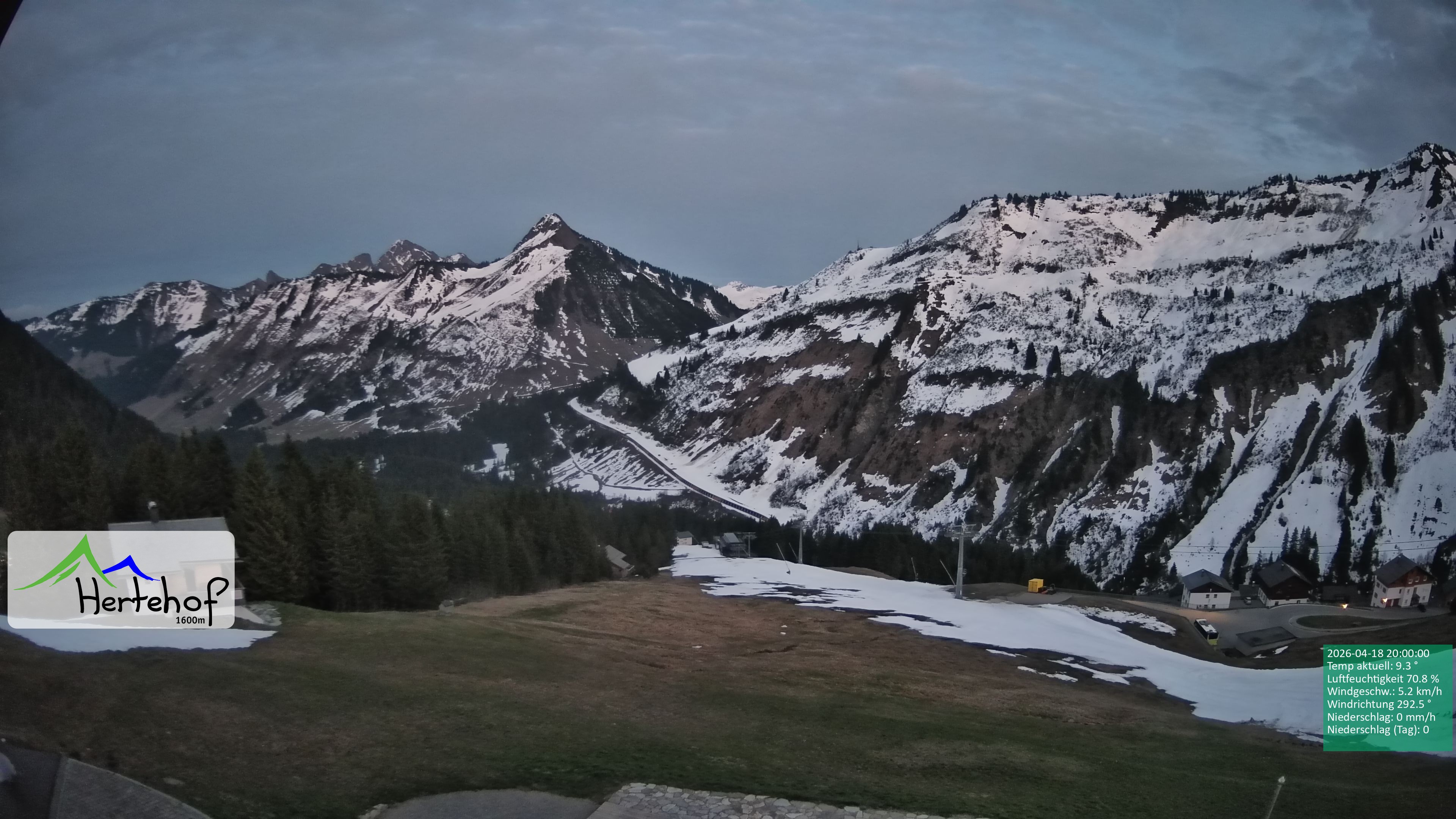 Archiv Foto Webcam Damüls: Blick vom Hertehof