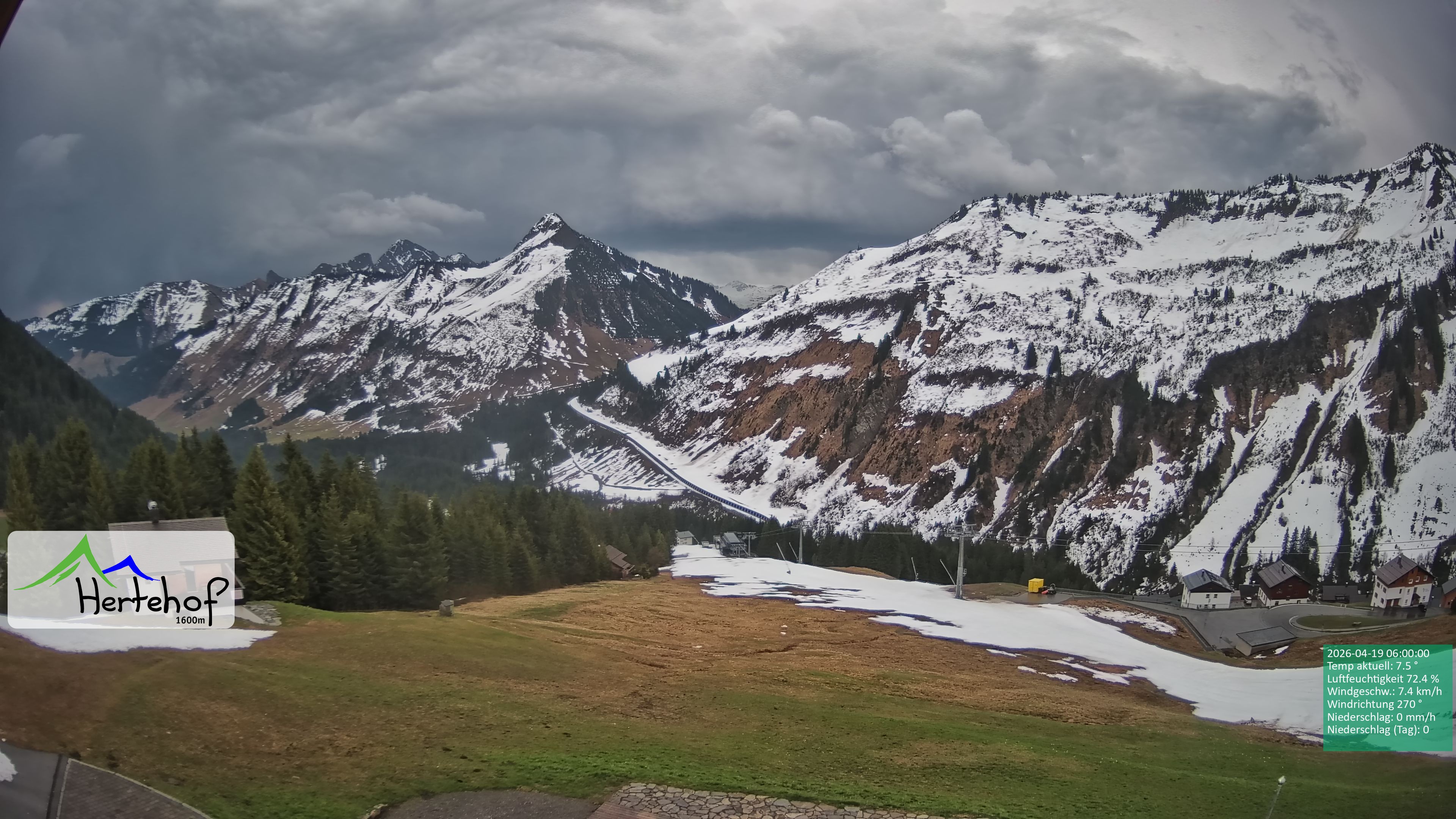 Archiv Foto Webcam Damüls: Blick vom Hertehof