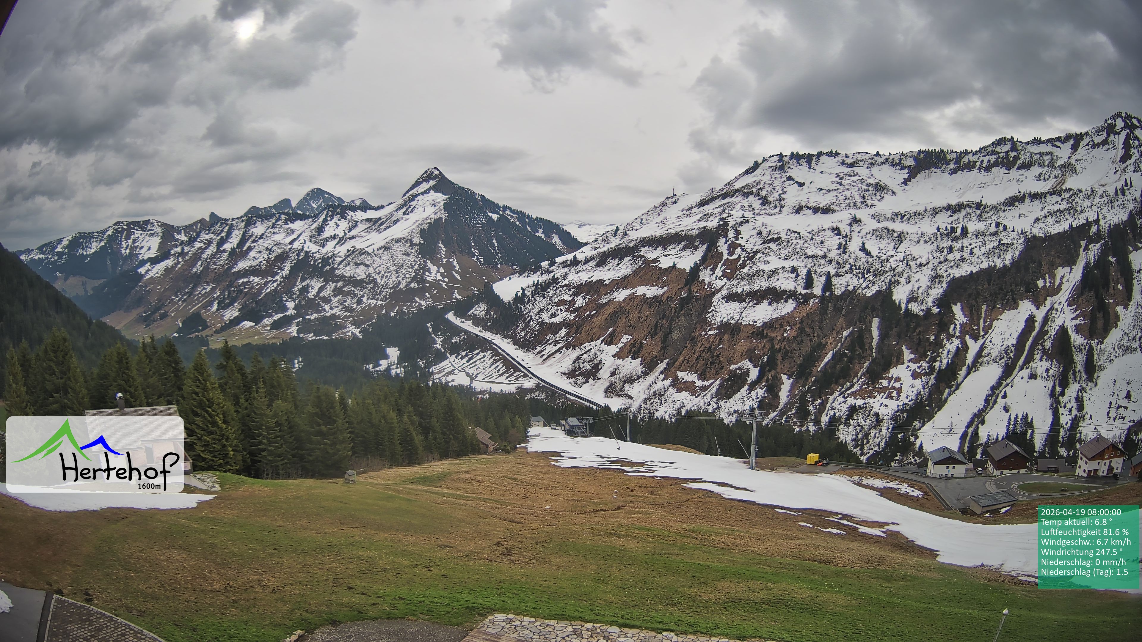 Archiv Foto Webcam Damüls: Blick vom Hertehof