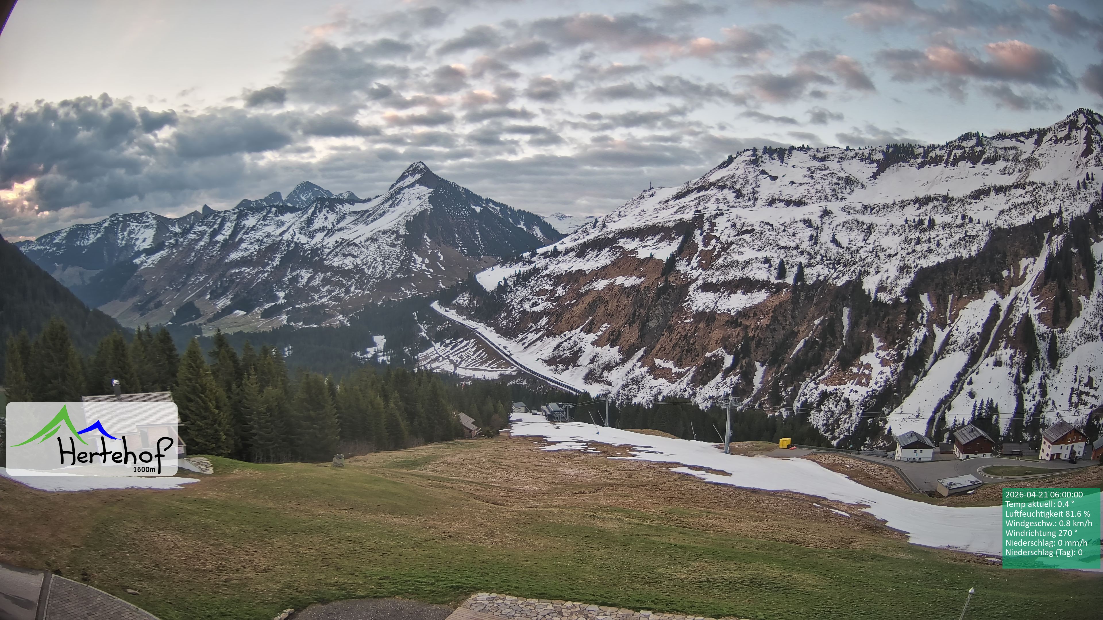 Archiv Foto Webcam Damüls: Blick vom Hertehof