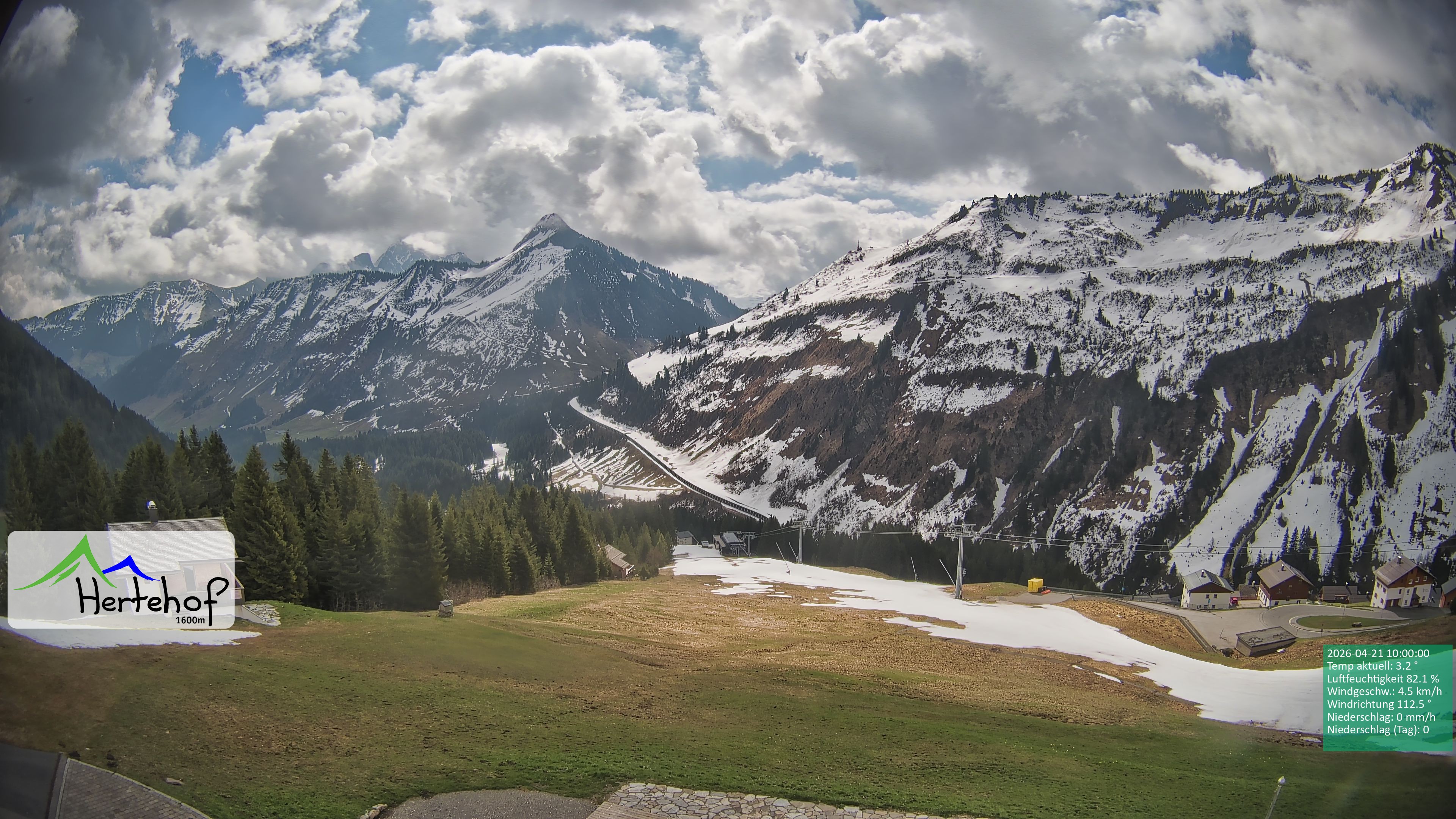 Archiv Foto Webcam Damüls: Blick vom Hertehof