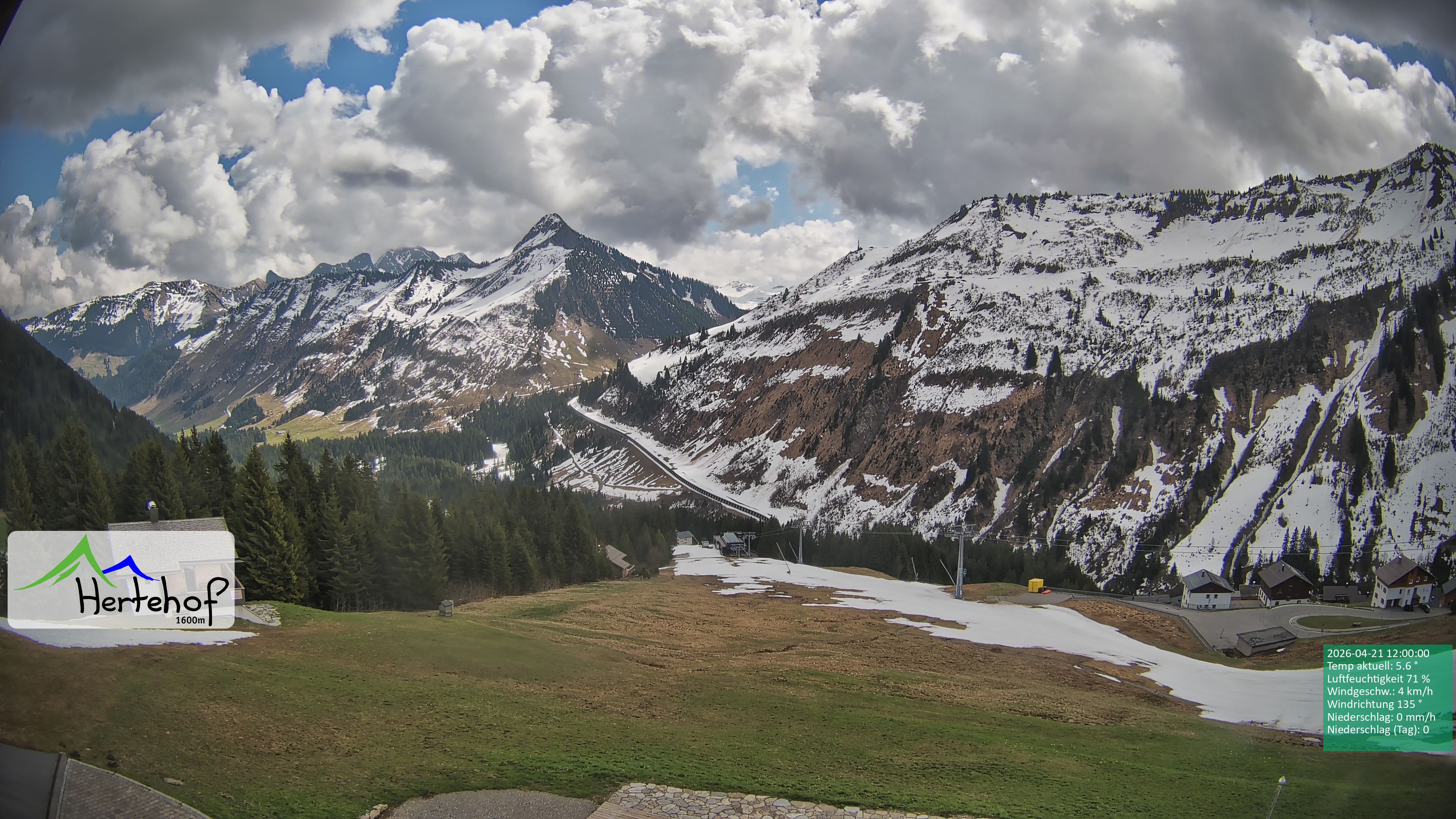 Archiv Foto Webcam Damüls: Blick vom Hertehof