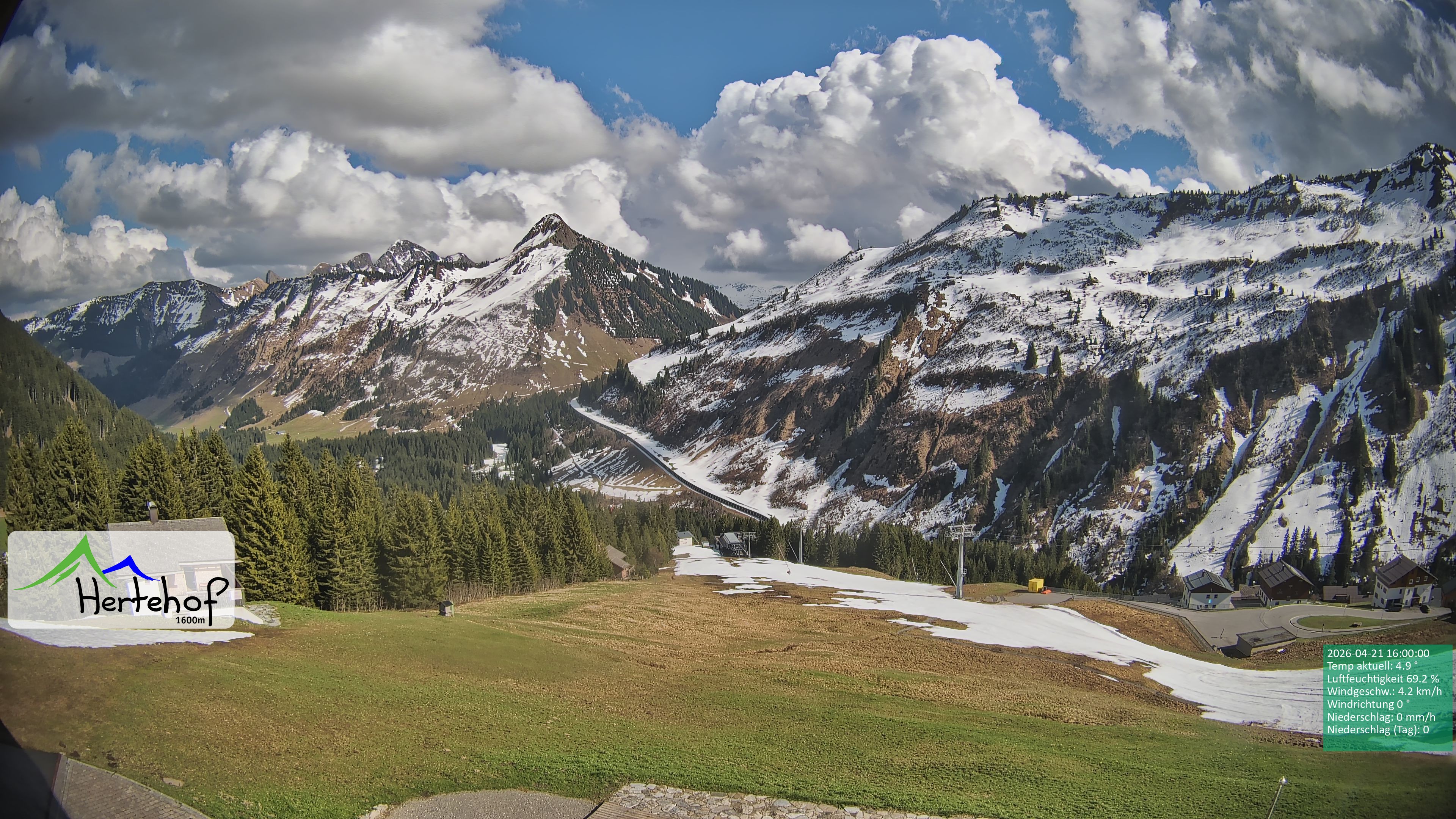 Archiv Foto Webcam Damüls: Blick vom Hertehof