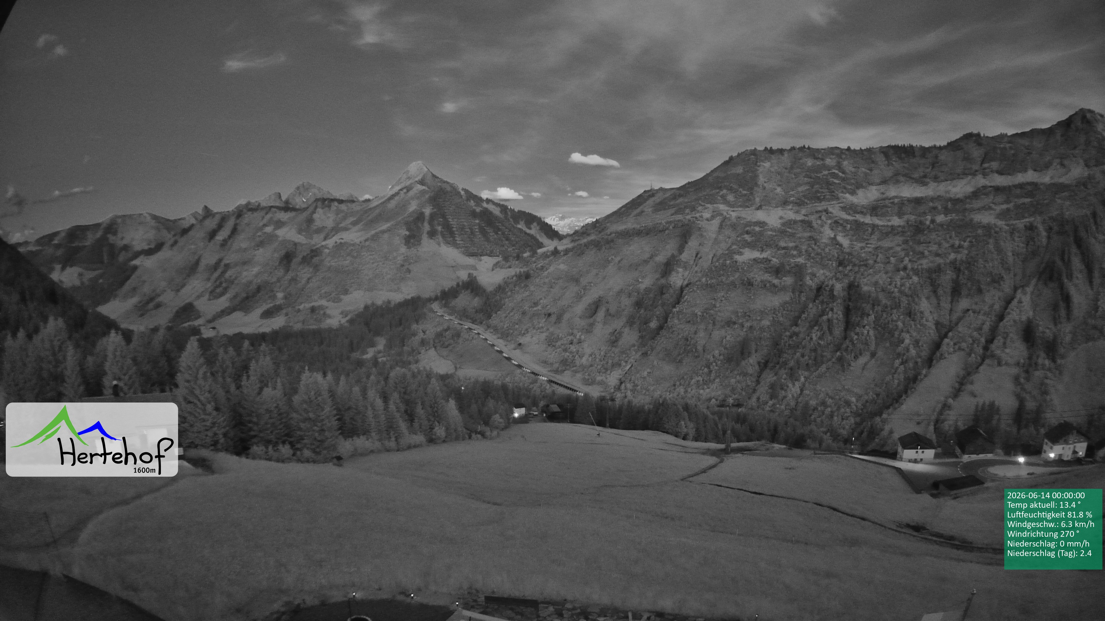 Archiv Foto Webcam Damüls: Blick vom Hertehof