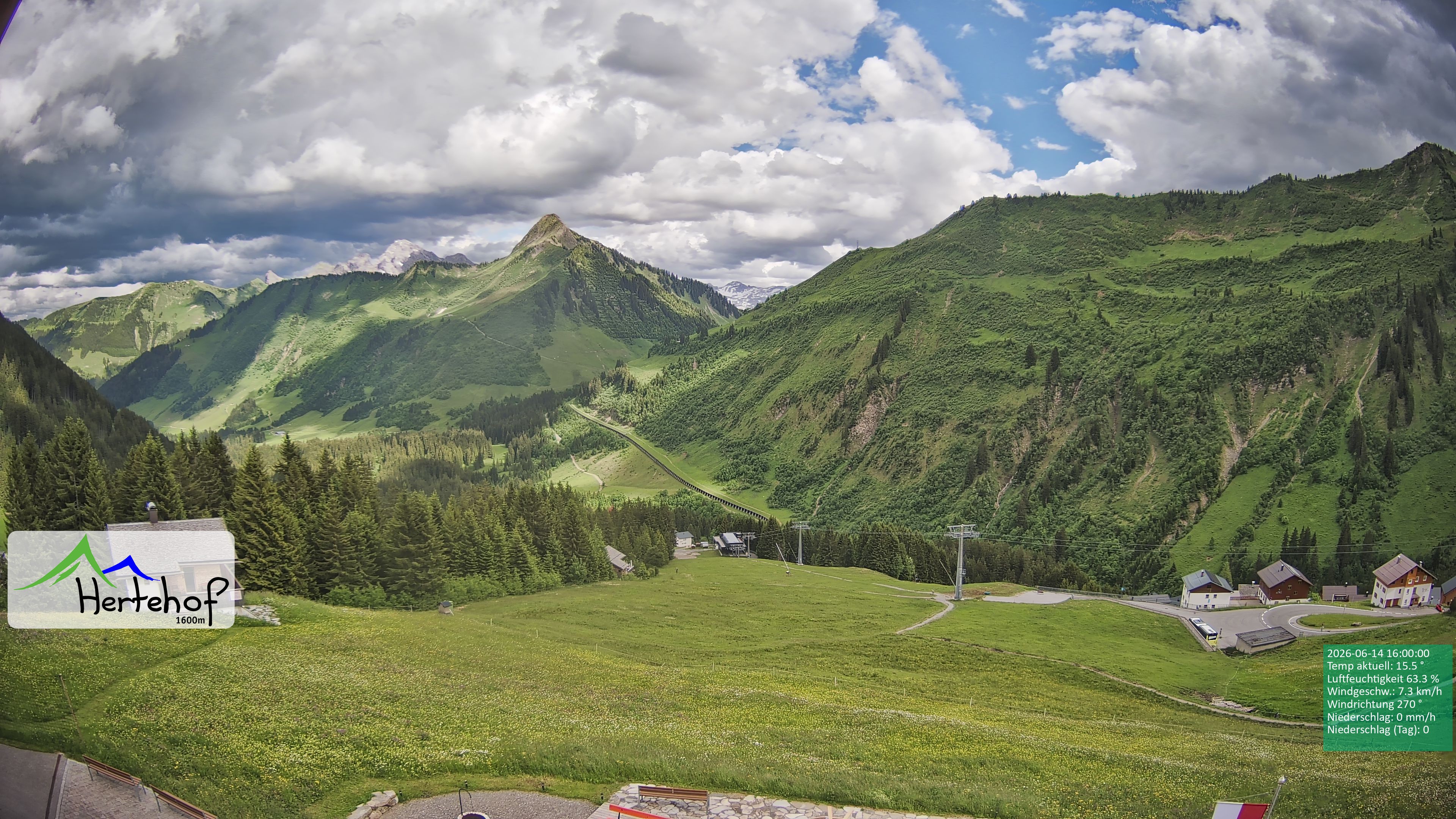 Archiv Foto Webcam Damüls: Blick vom Hertehof