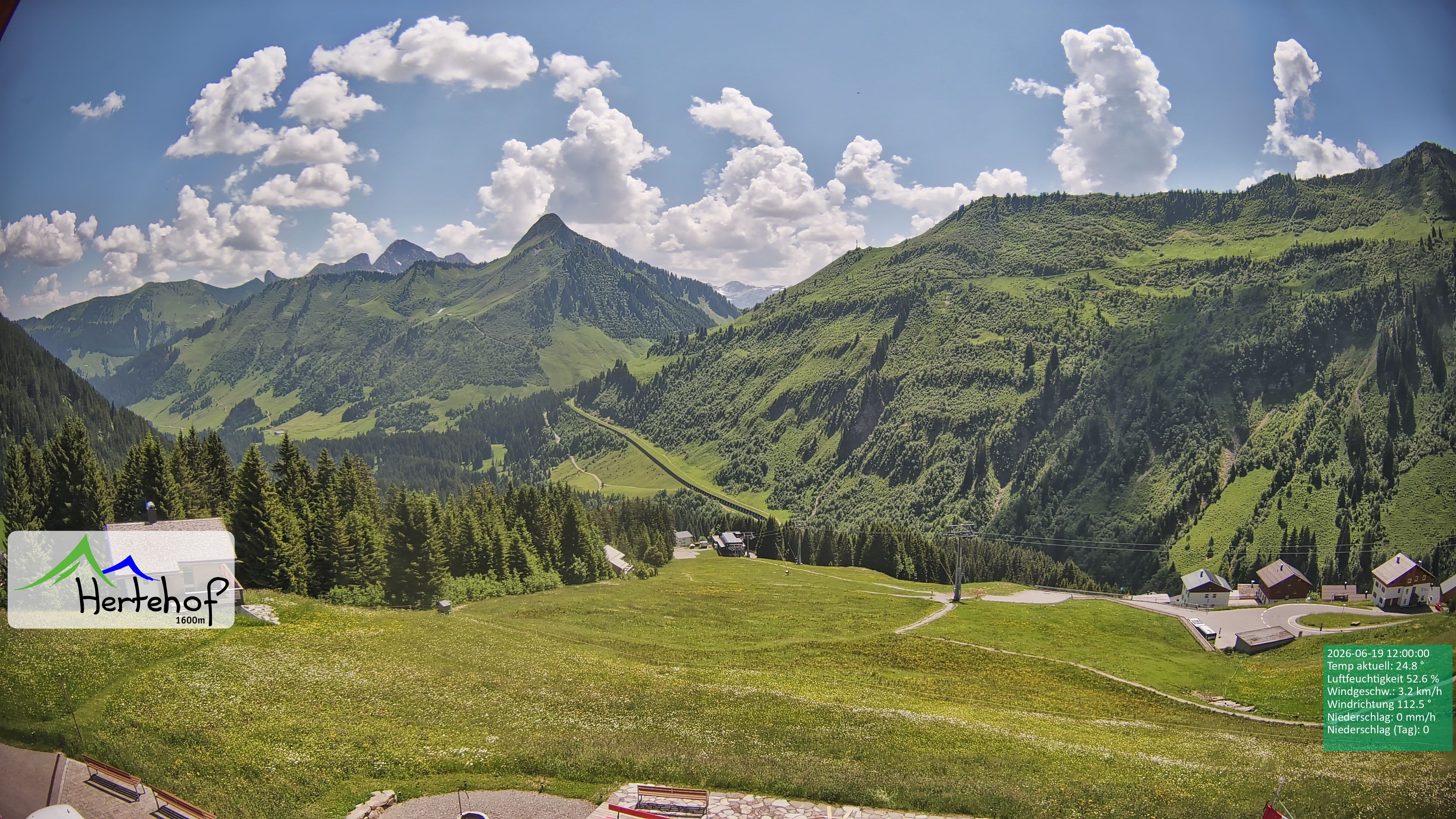 Archiv Foto Webcam Damüls: Blick vom Hertehof
