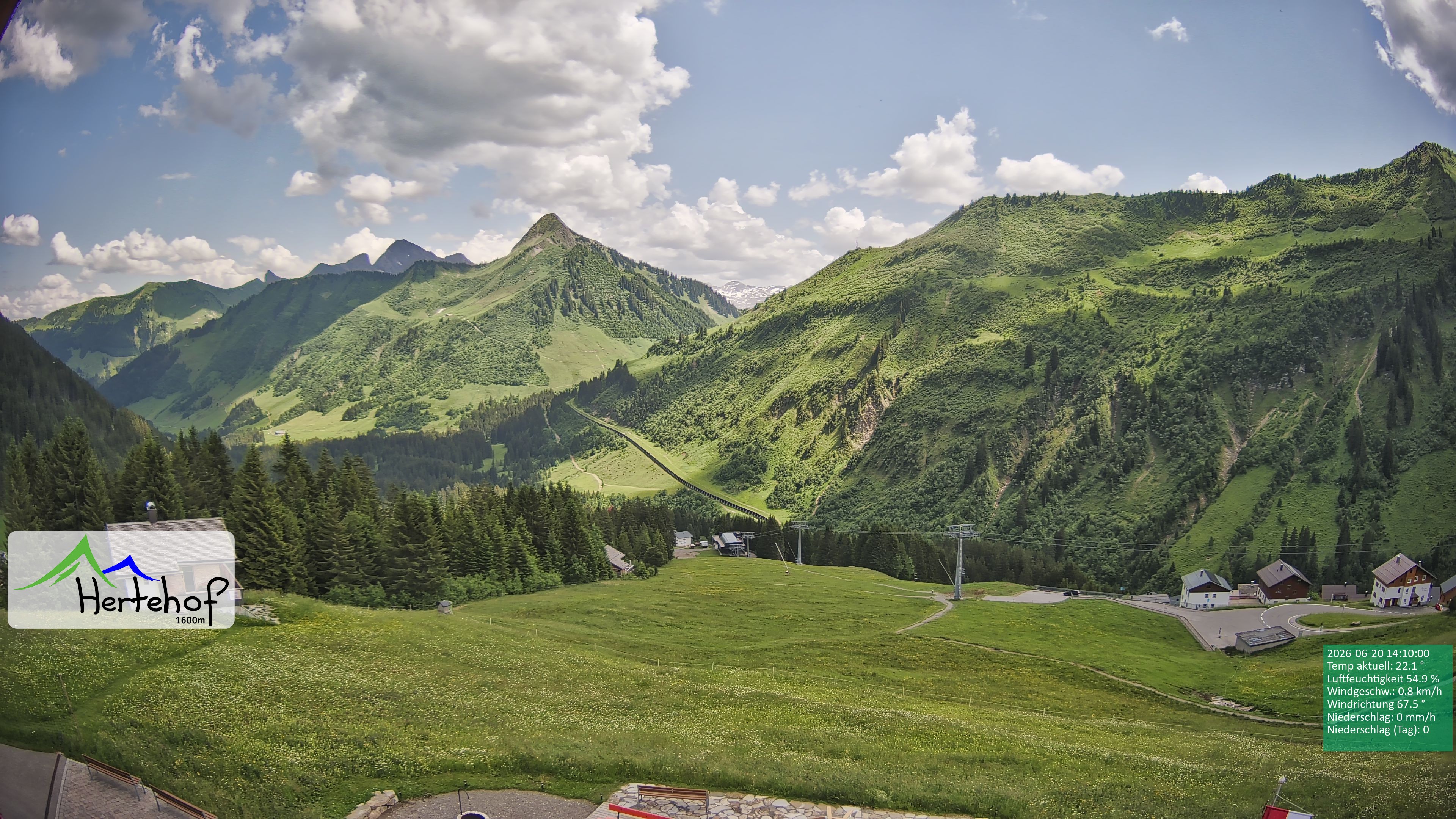 Archiv Foto Webcam Damüls: Blick vom Hertehof