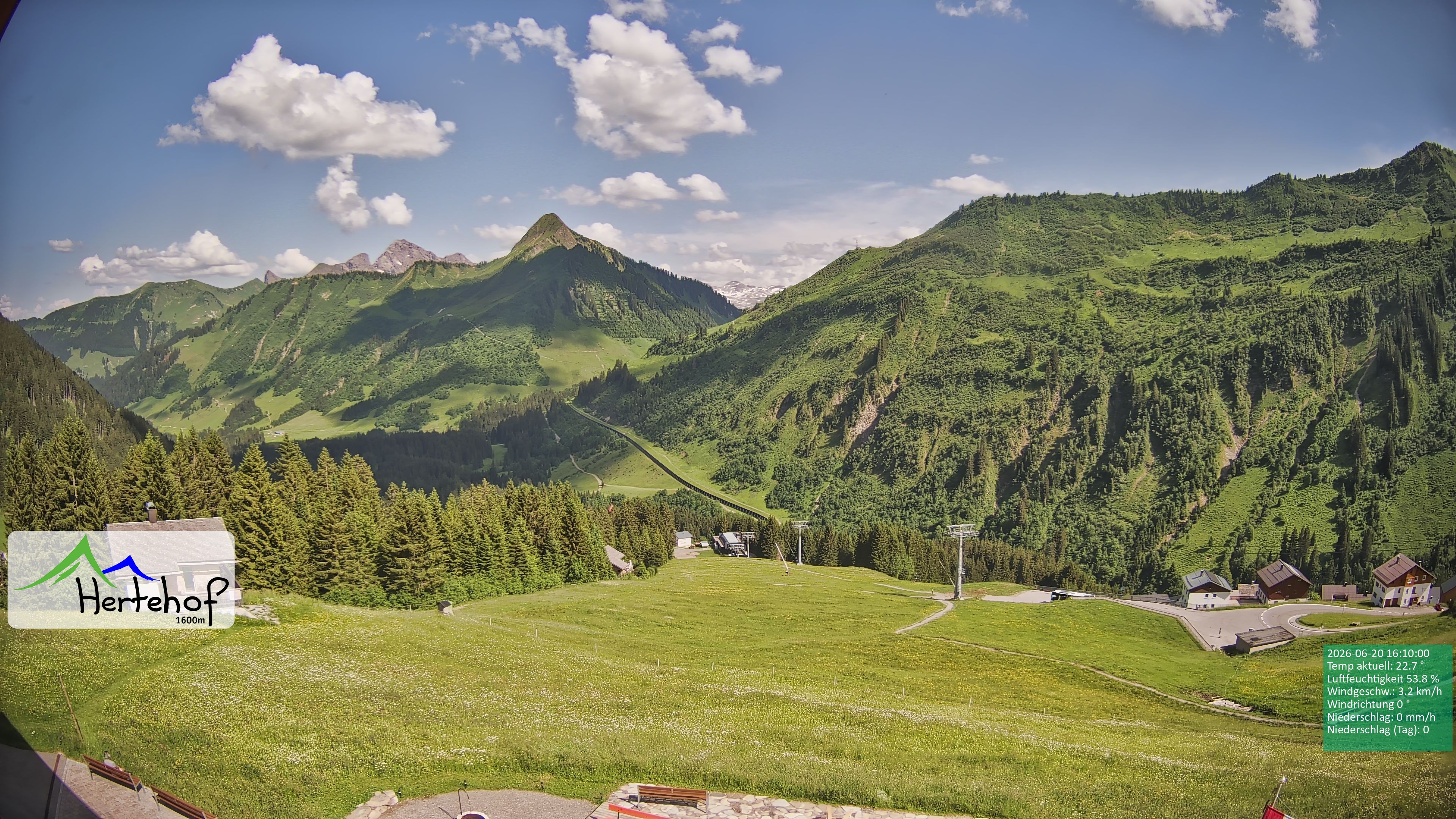Archiv Foto Webcam Damüls: Blick vom Hertehof