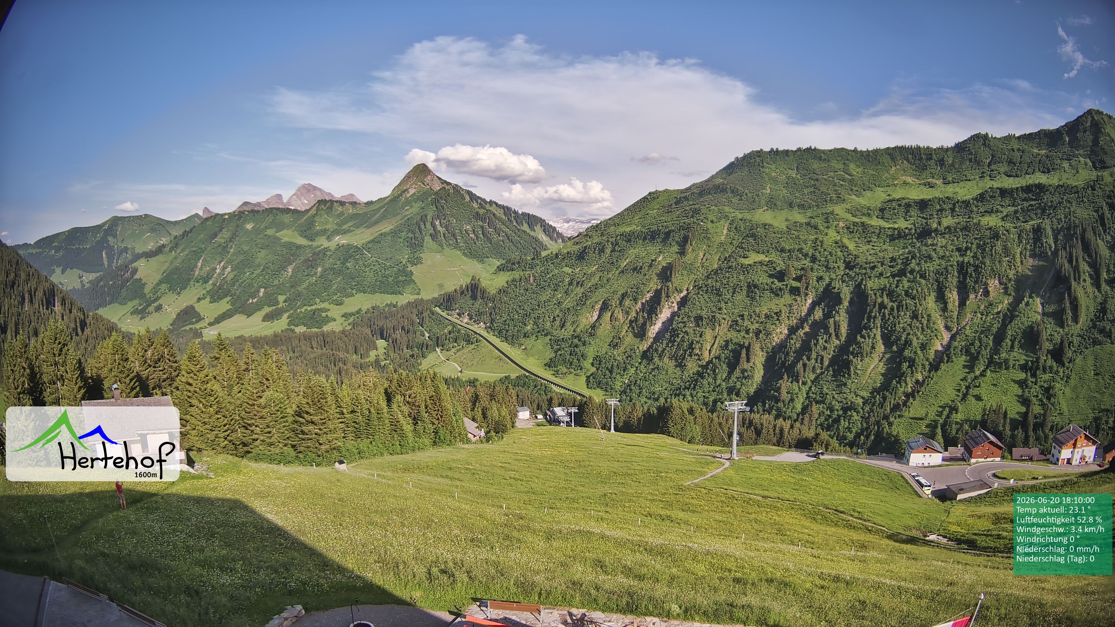 Archiv Foto Webcam Damüls: Blick vom Hertehof