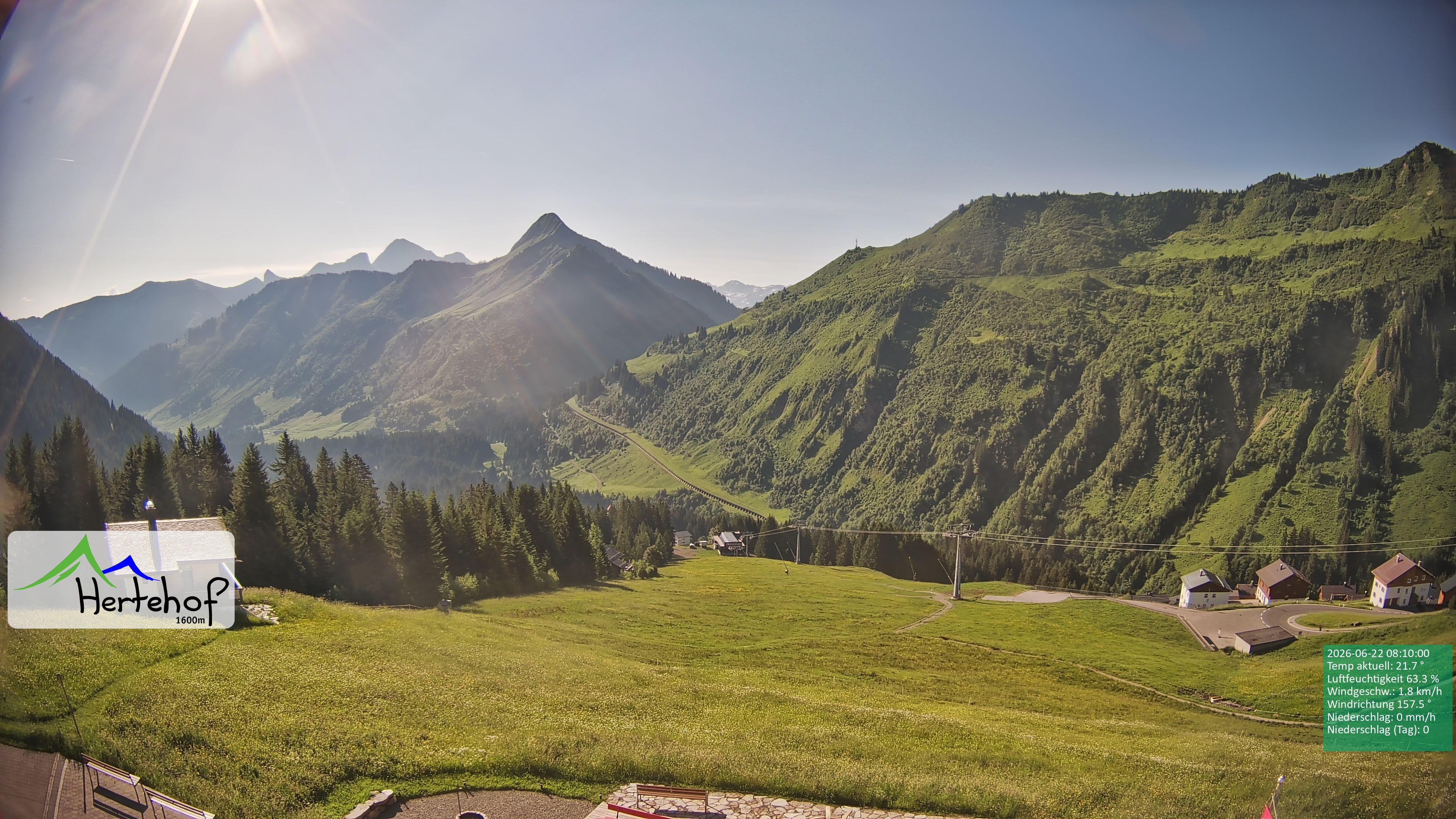 Archiv Foto Webcam Damüls: Blick vom Hertehof