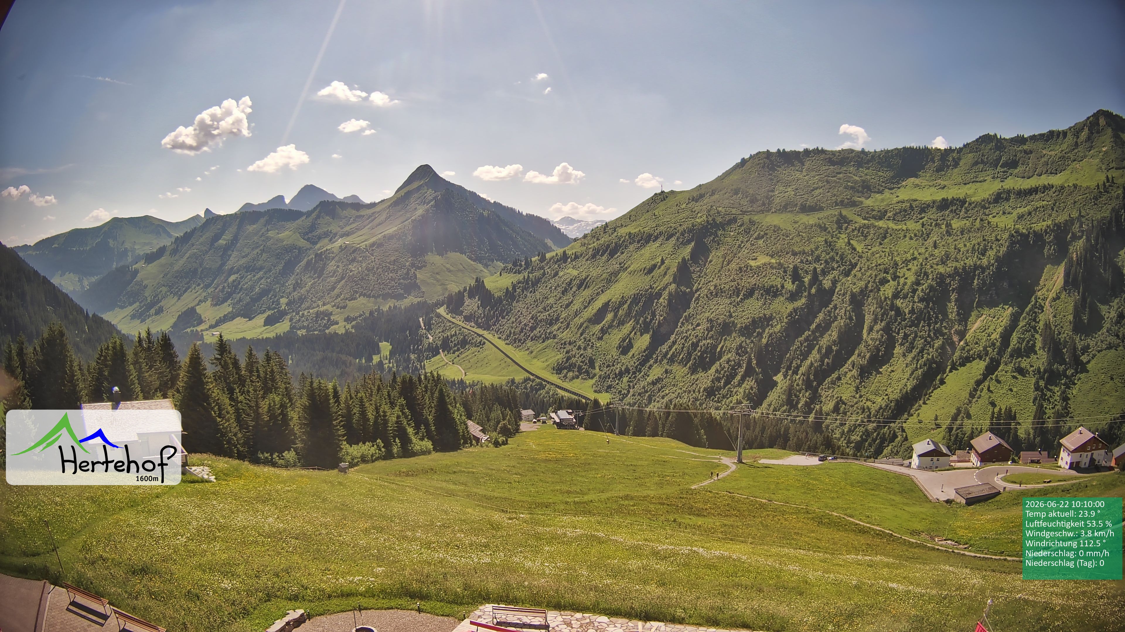 Archiv Foto Webcam Damüls: Blick vom Hertehof