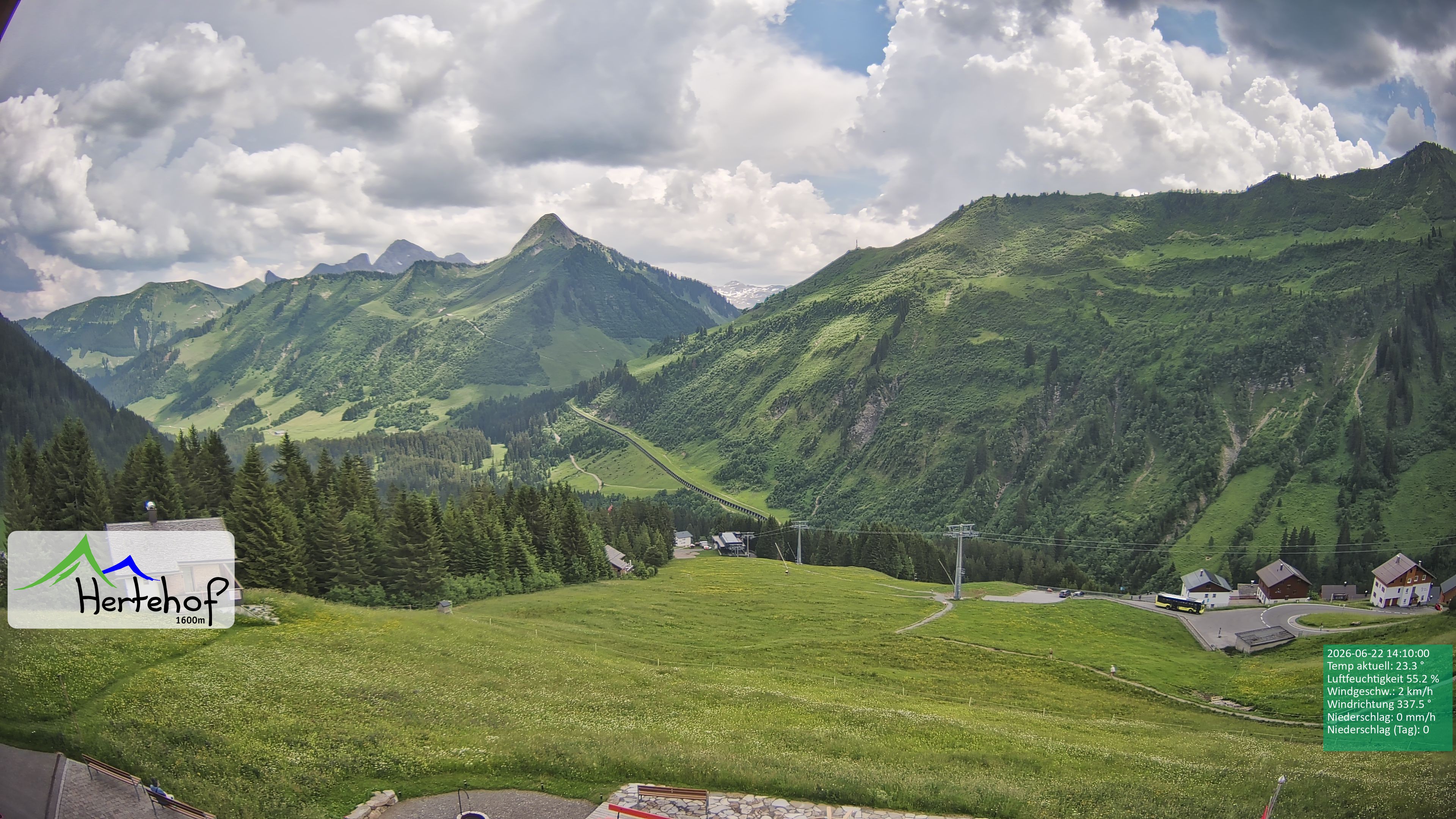 Archiv Foto Webcam Damüls: Blick vom Hertehof