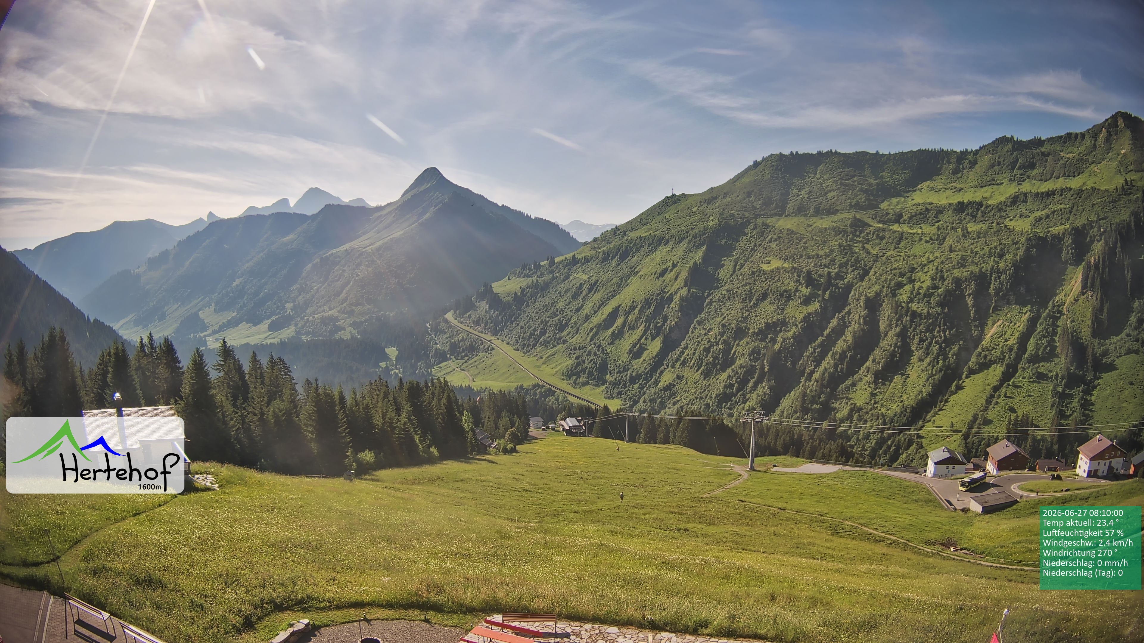 Archiv Foto Webcam Damüls: Blick vom Hertehof
