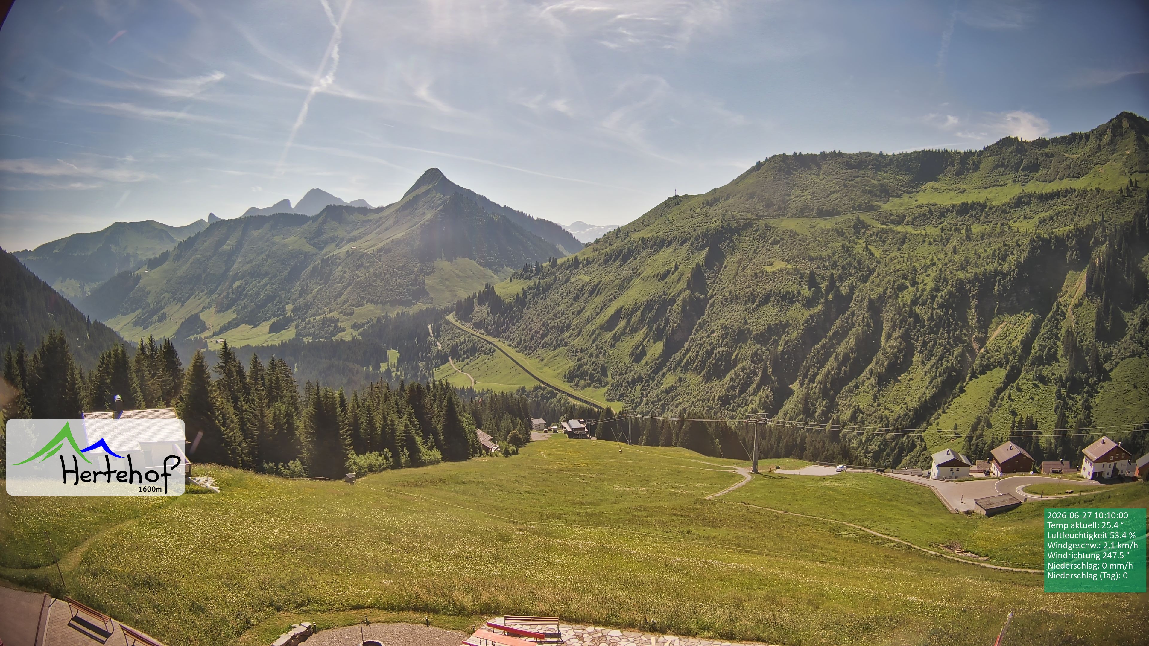 Archiv Foto Webcam Damüls: Blick vom Hertehof