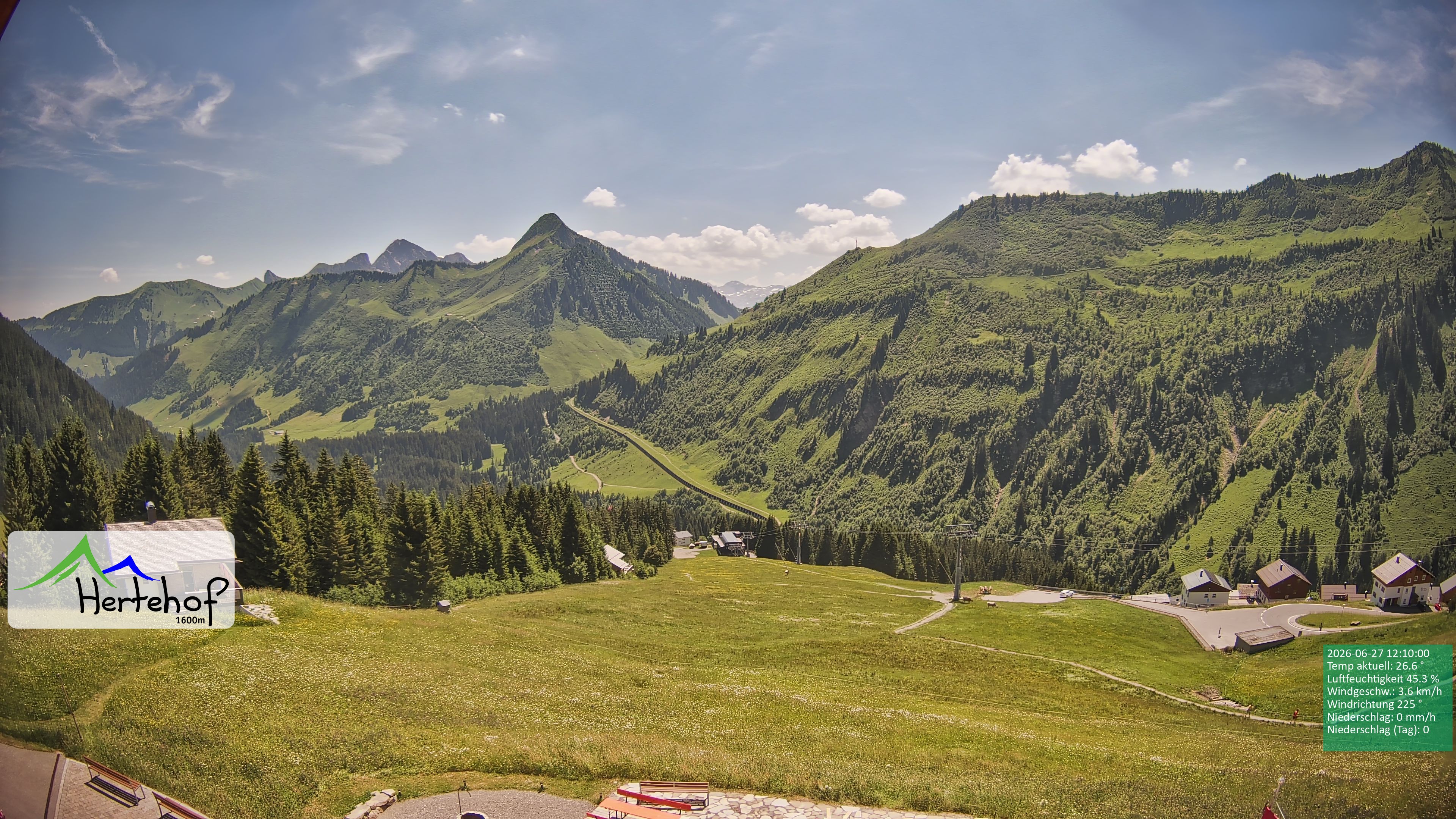 Archiv Foto Webcam Damüls: Blick vom Hertehof