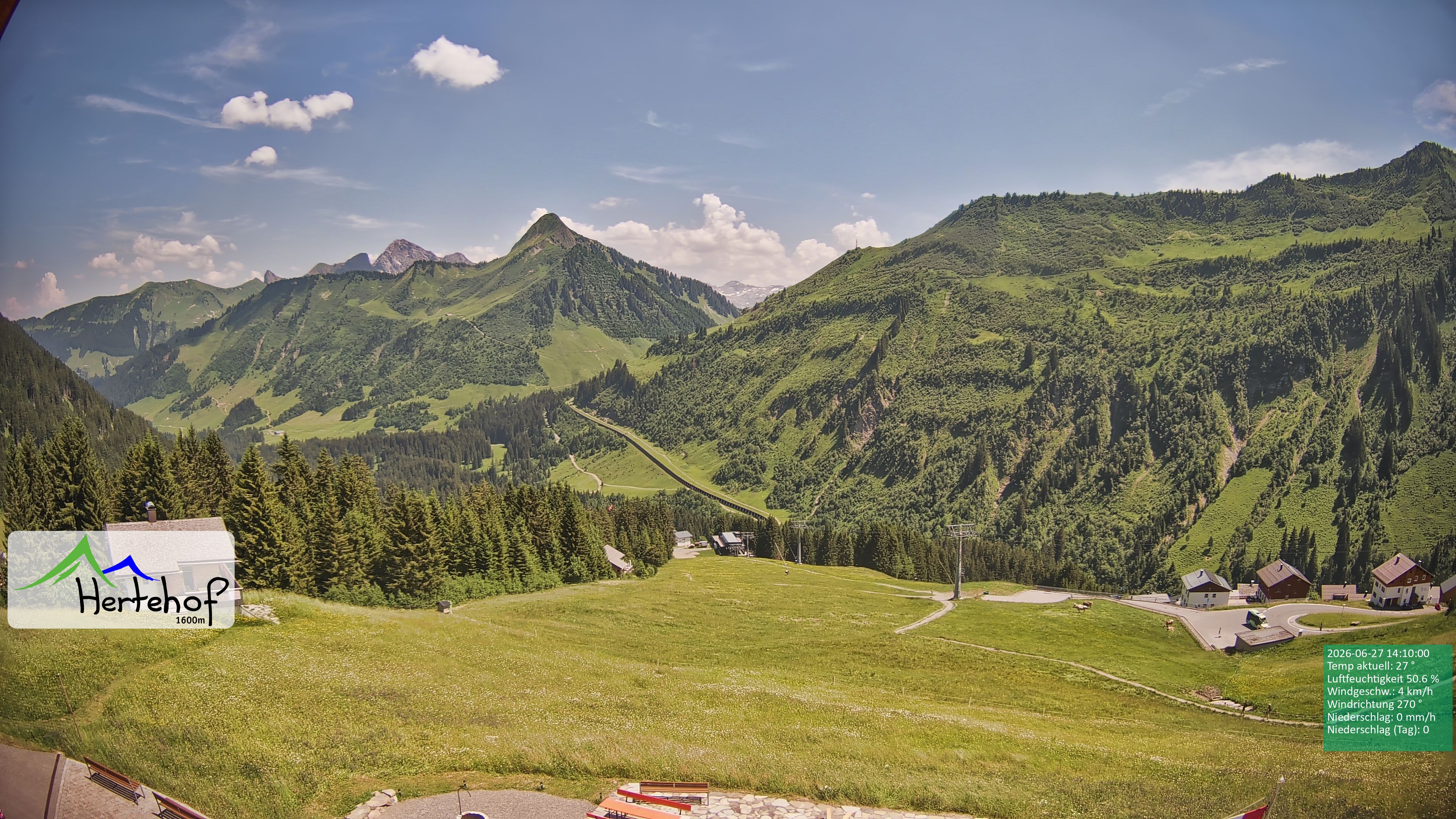 Archiv Foto Webcam Damüls: Blick vom Hertehof