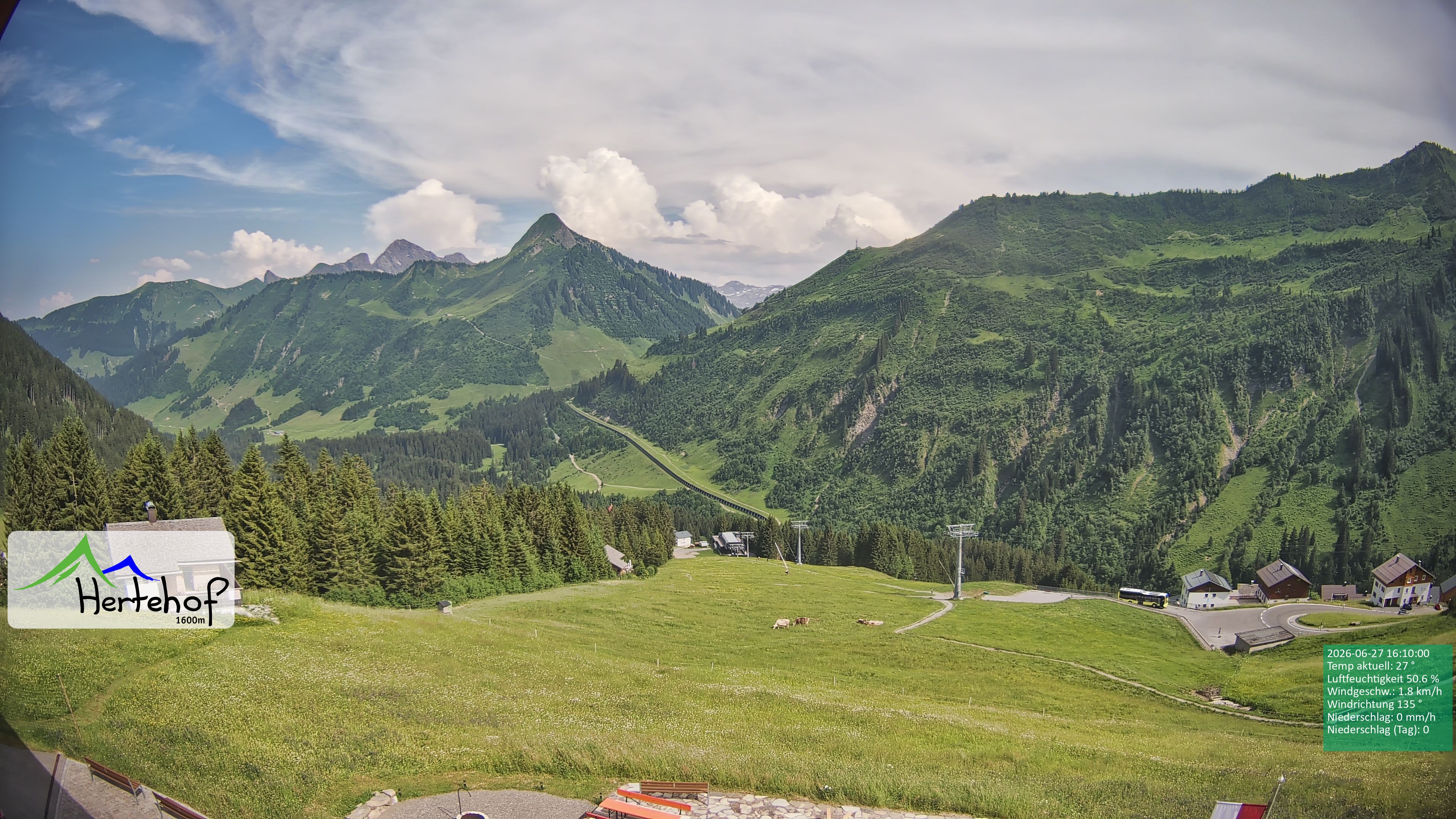 Archiv Foto Webcam Damüls: Blick vom Hertehof