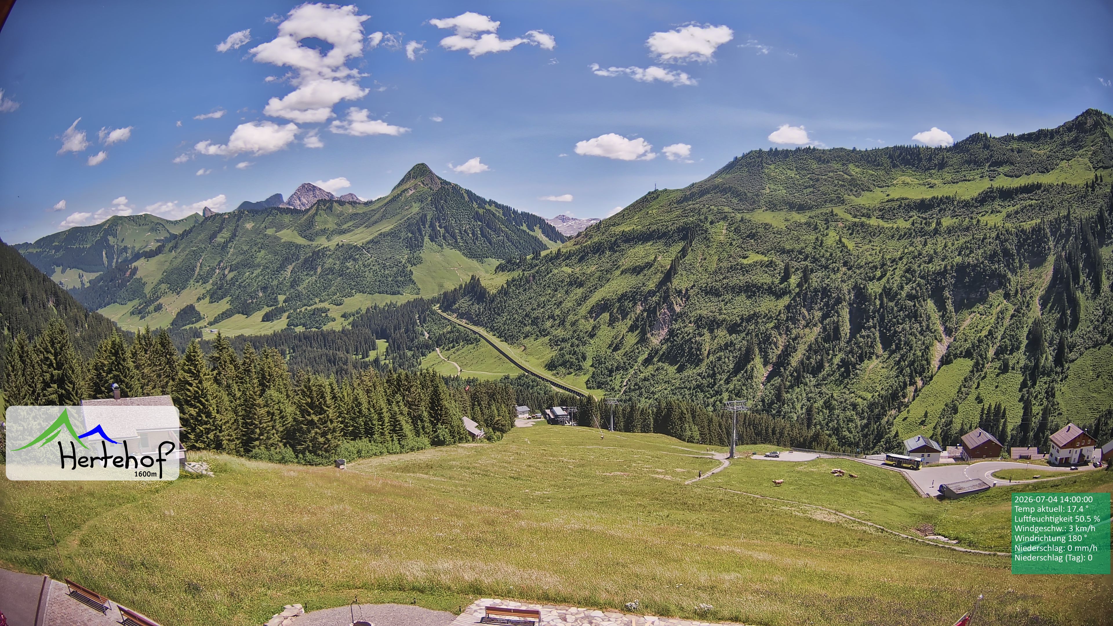 Archiv Foto Webcam Damüls: Blick vom Hertehof