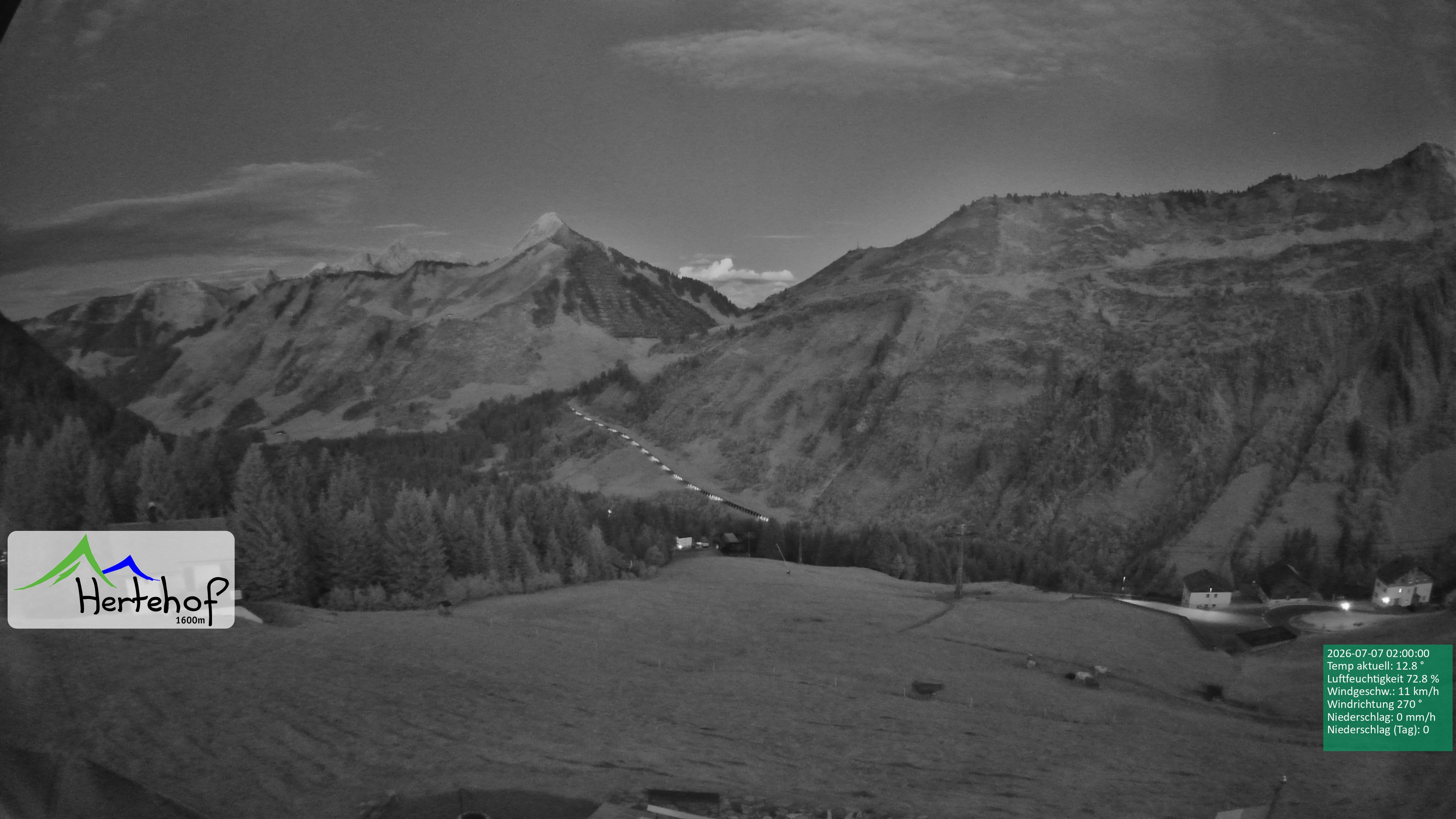 Archiv Foto Webcam Damüls: Blick vom Hertehof