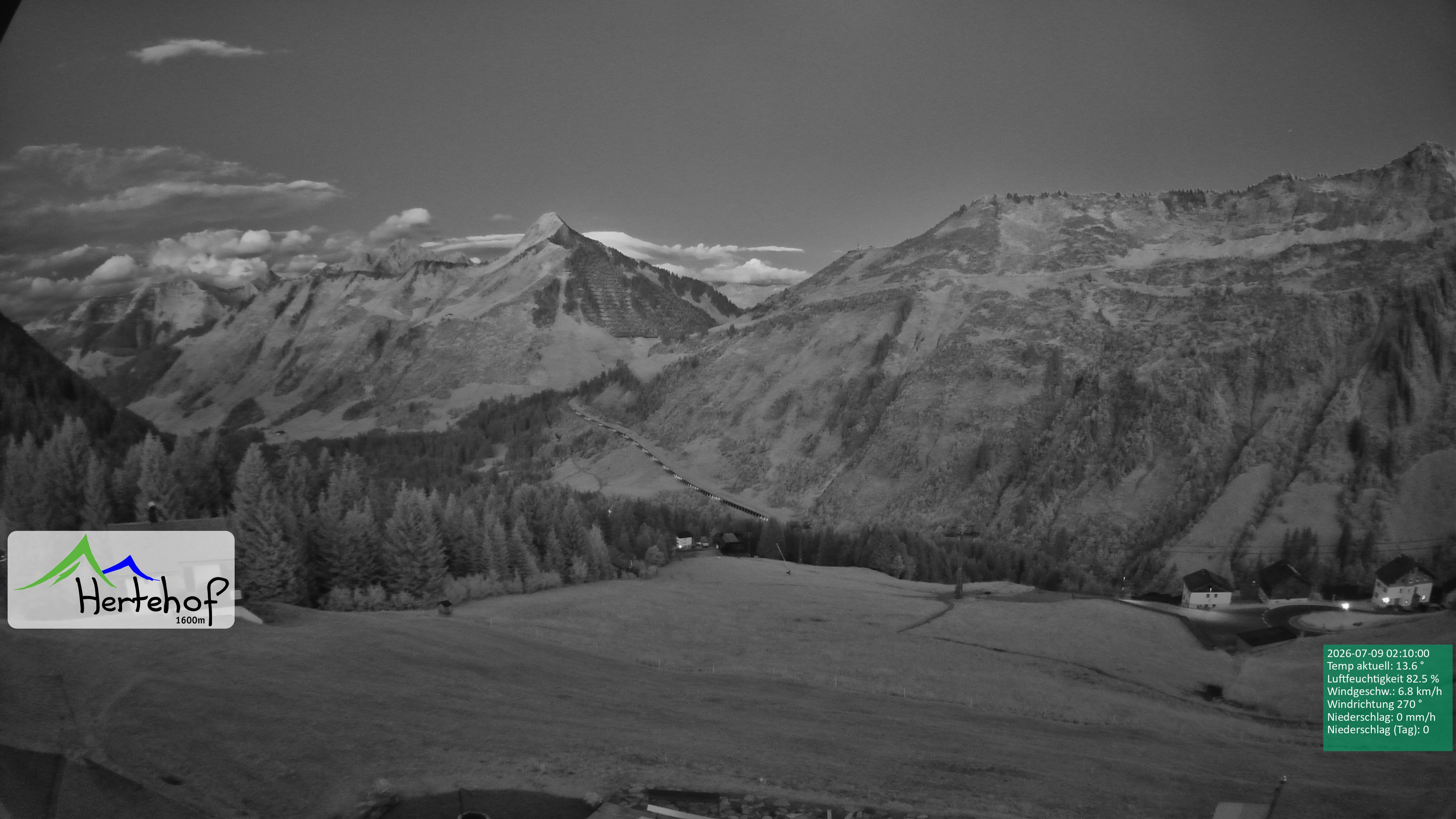 Archiv Foto Webcam Damüls: Blick vom Hertehof