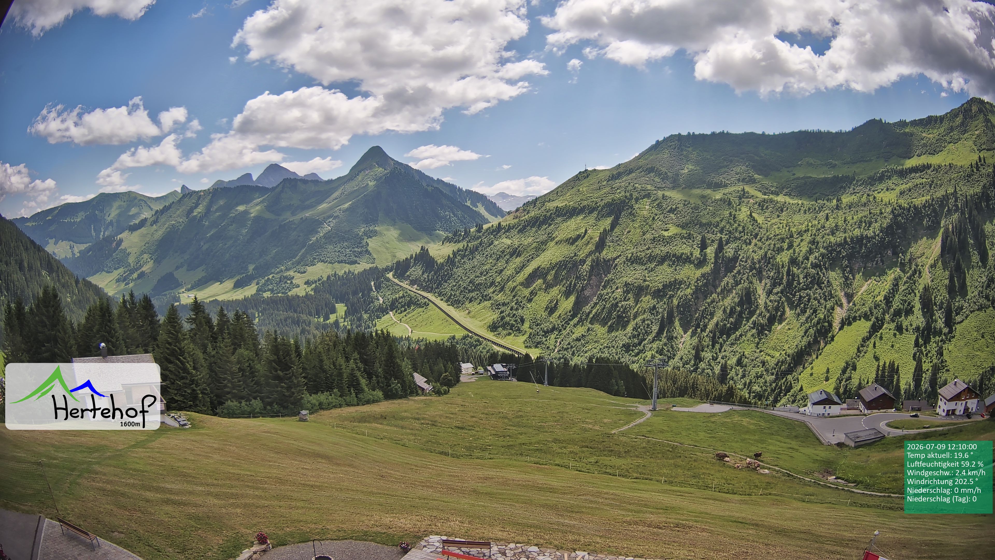 Archiv Foto Webcam Damüls: Blick vom Hertehof