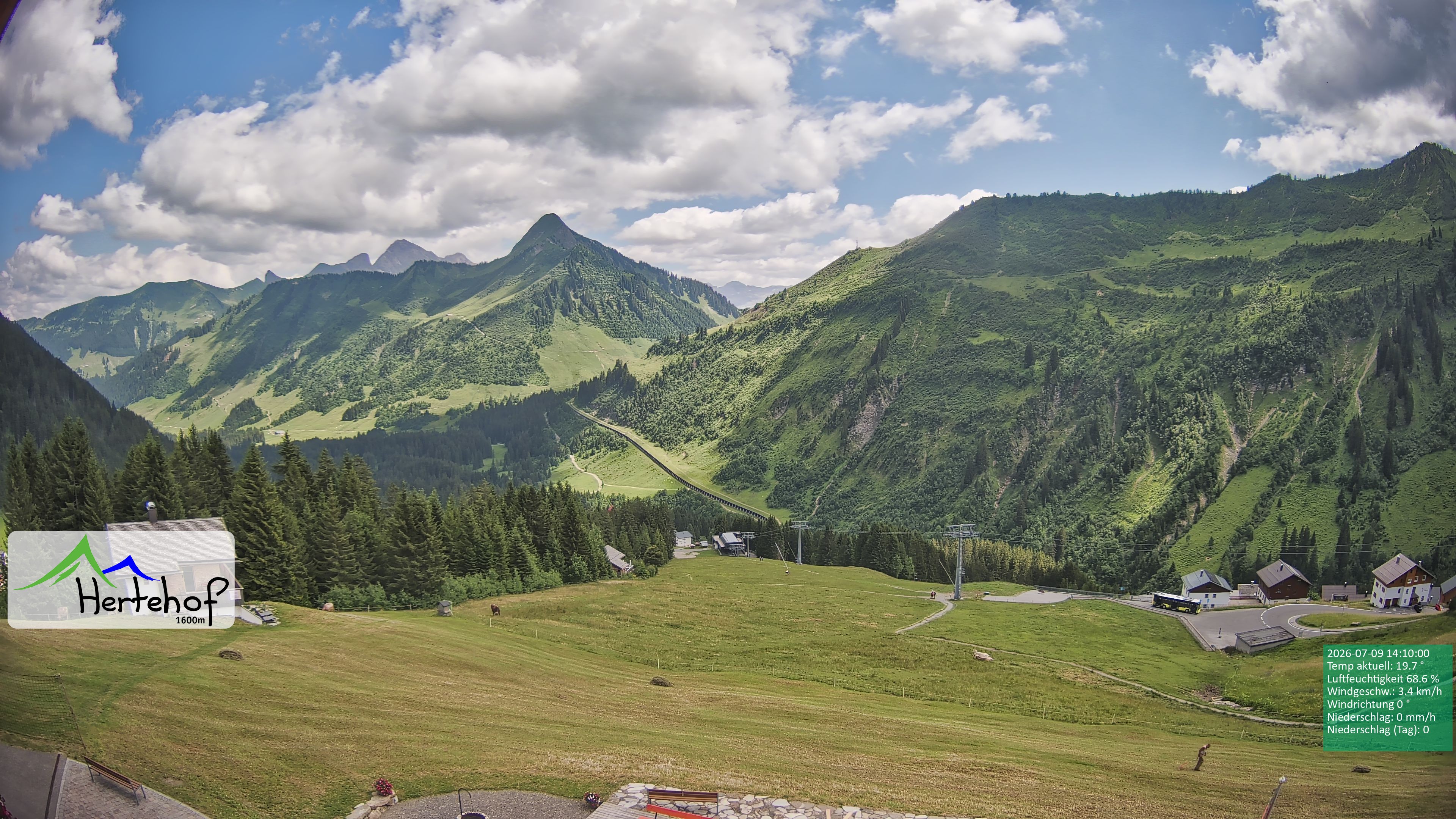 Archiv Foto Webcam Damüls: Blick vom Hertehof