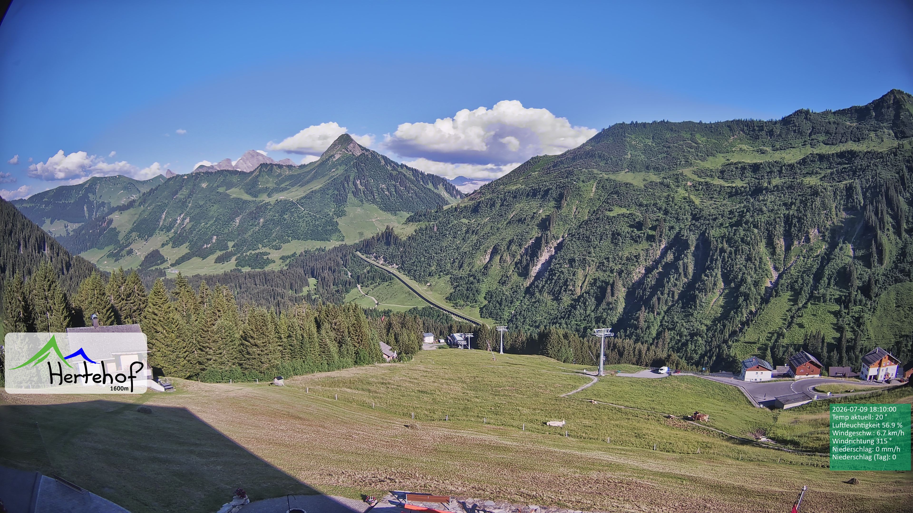 Archiv Foto Webcam Damüls: Blick vom Hertehof