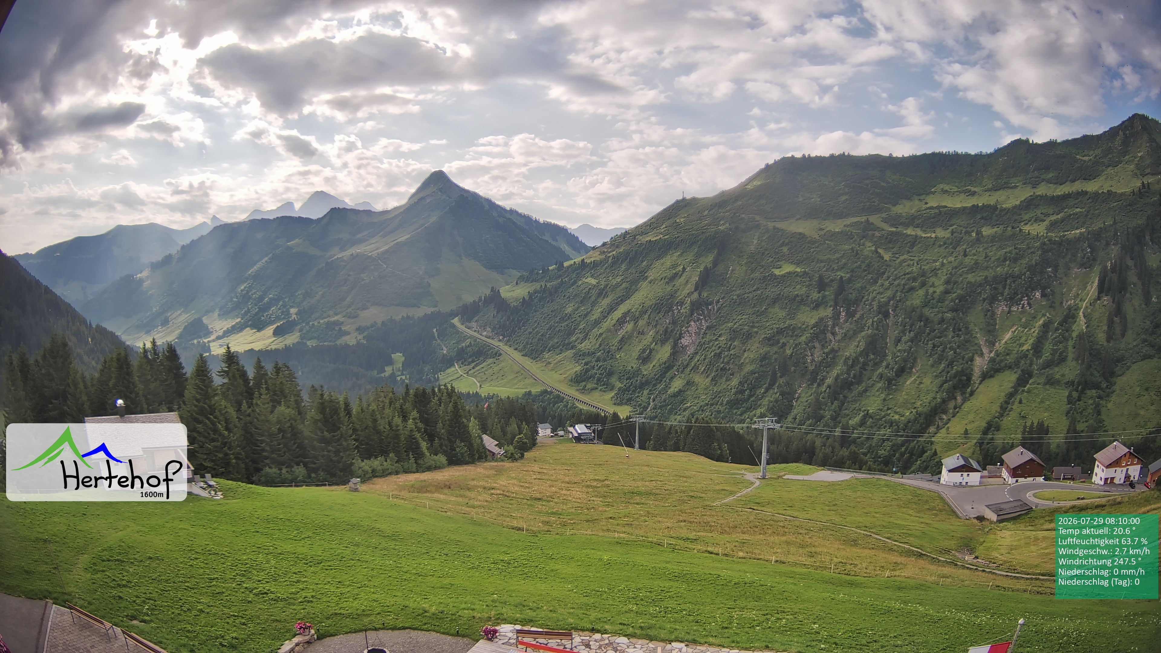 Archiv Foto Webcam Damüls: Blick vom Hertehof