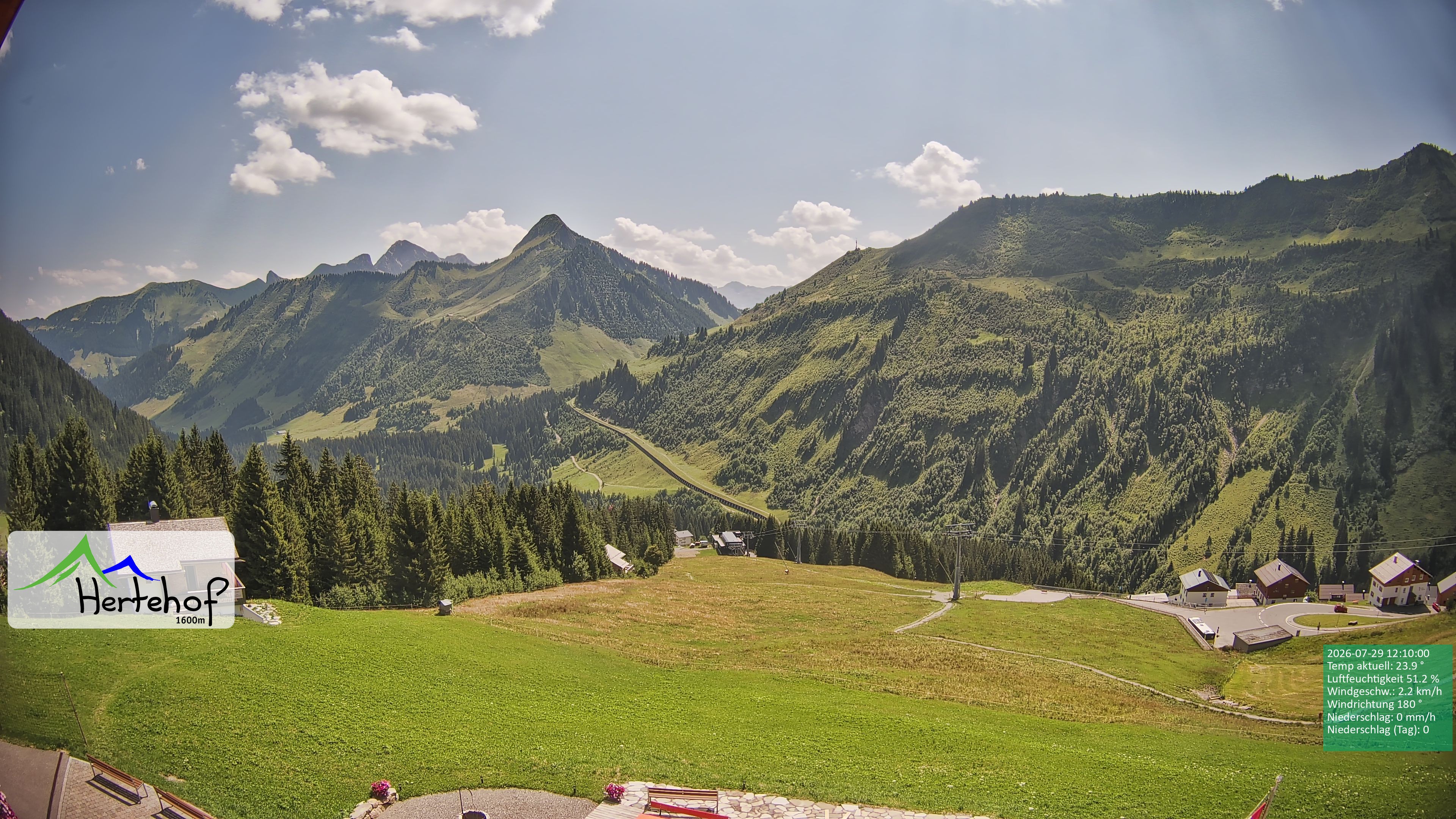 Archiv Foto Webcam Damüls: Blick vom Hertehof