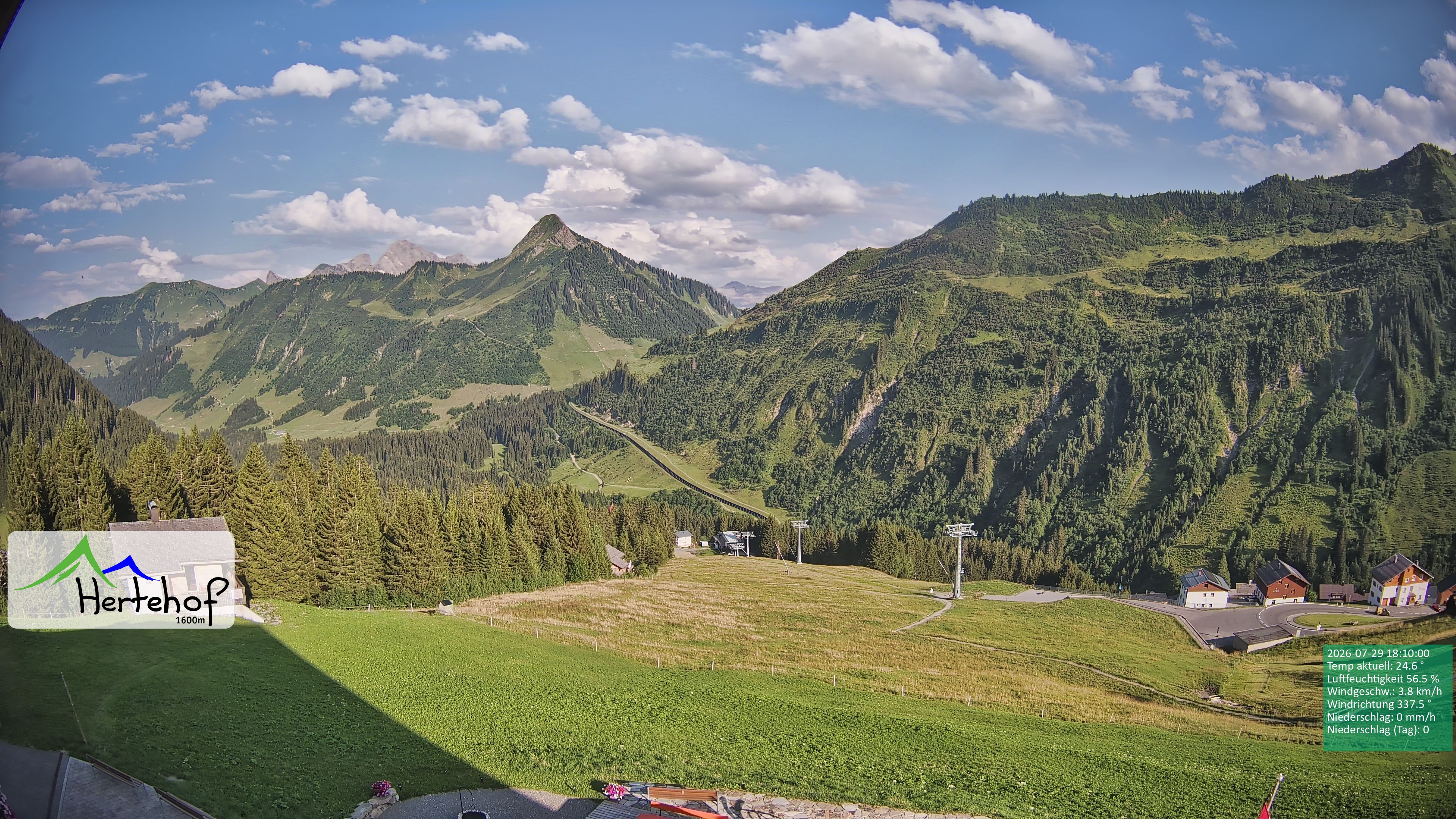 Archiv Foto Webcam Damüls: Blick vom Hertehof