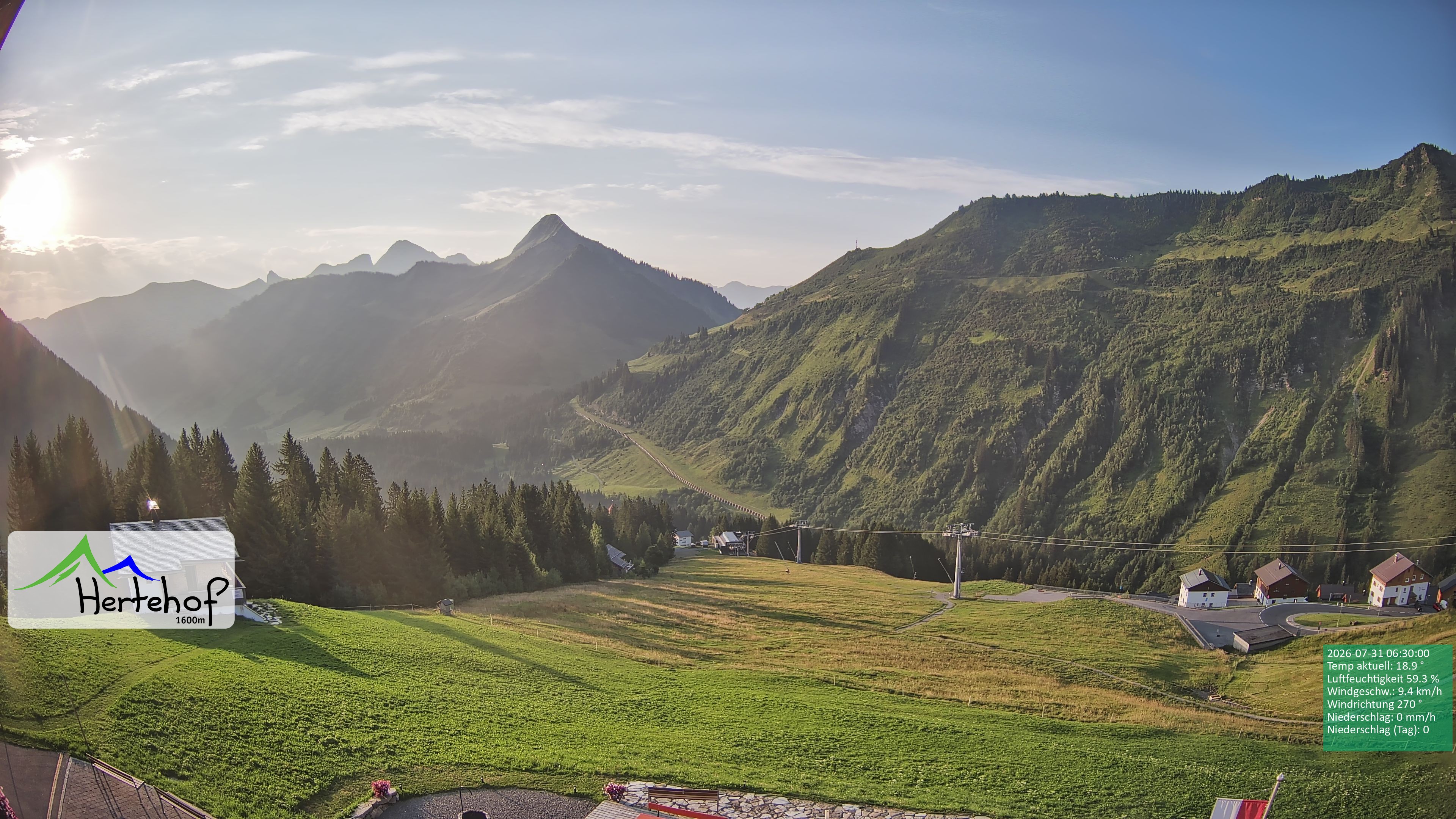 Archiv Foto Webcam Damüls: Blick vom Hertehof