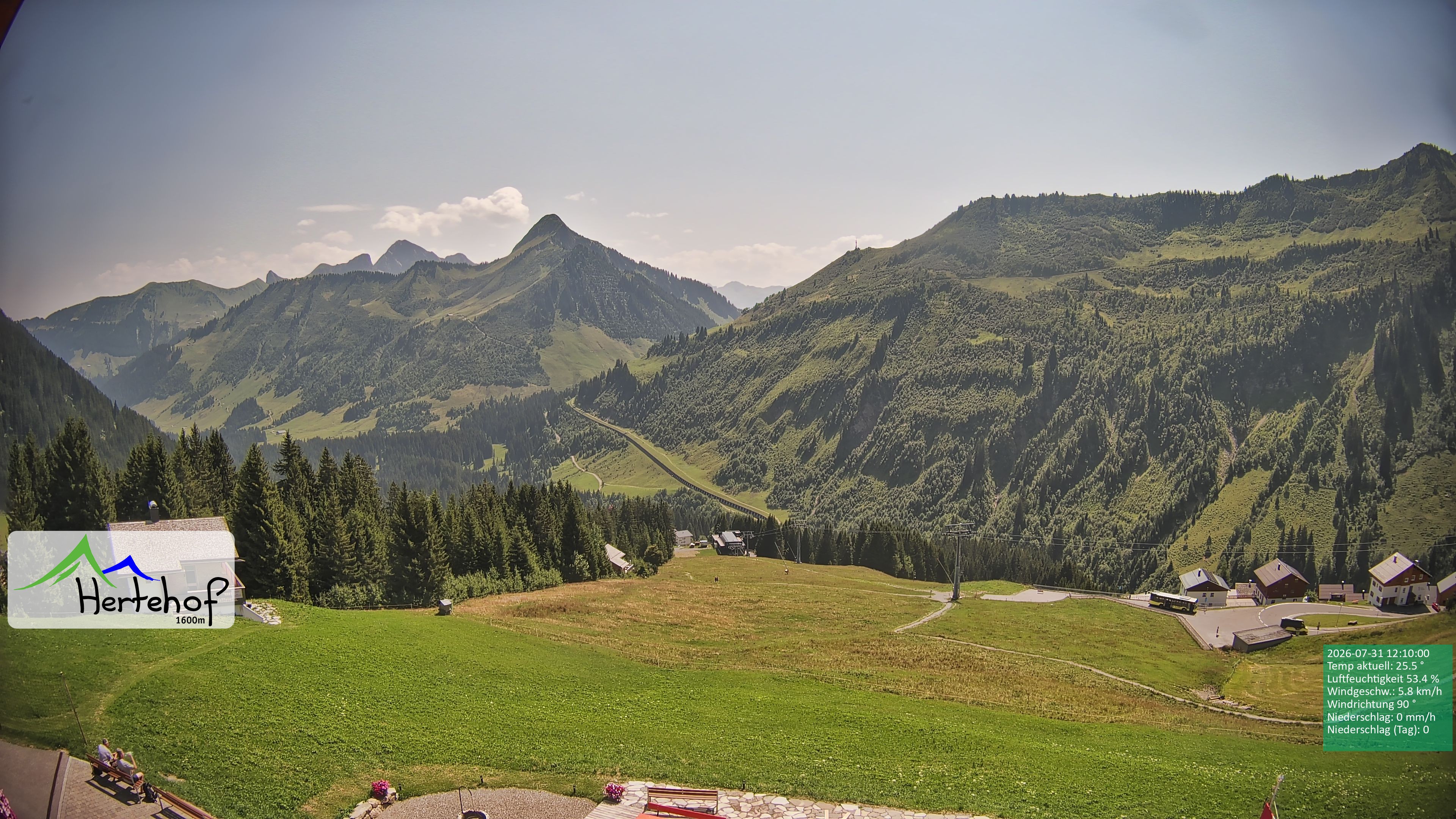 Archiv Foto Webcam Damüls: Blick vom Hertehof