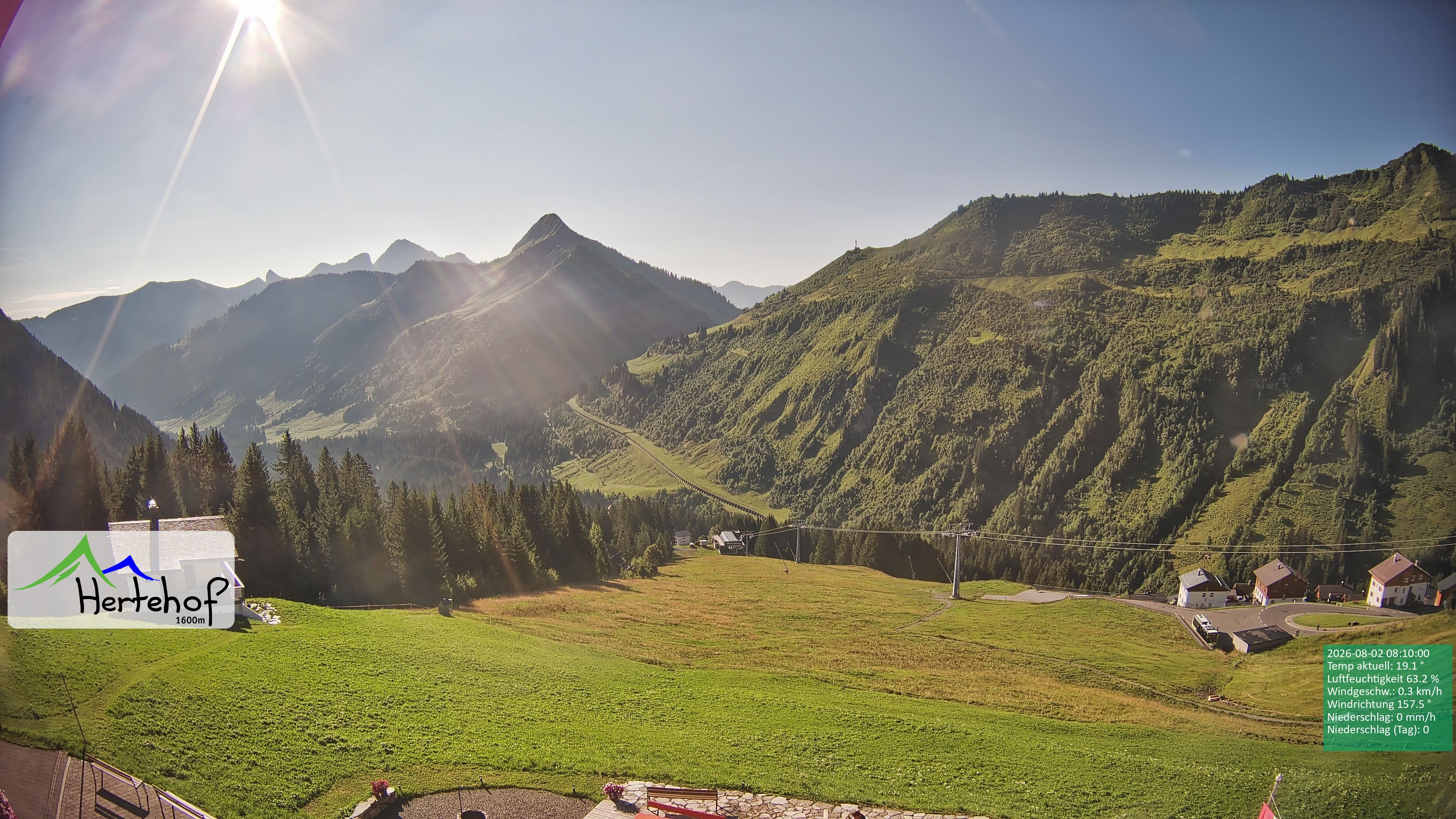 Archiv Foto Webcam Damüls: Blick vom Hertehof