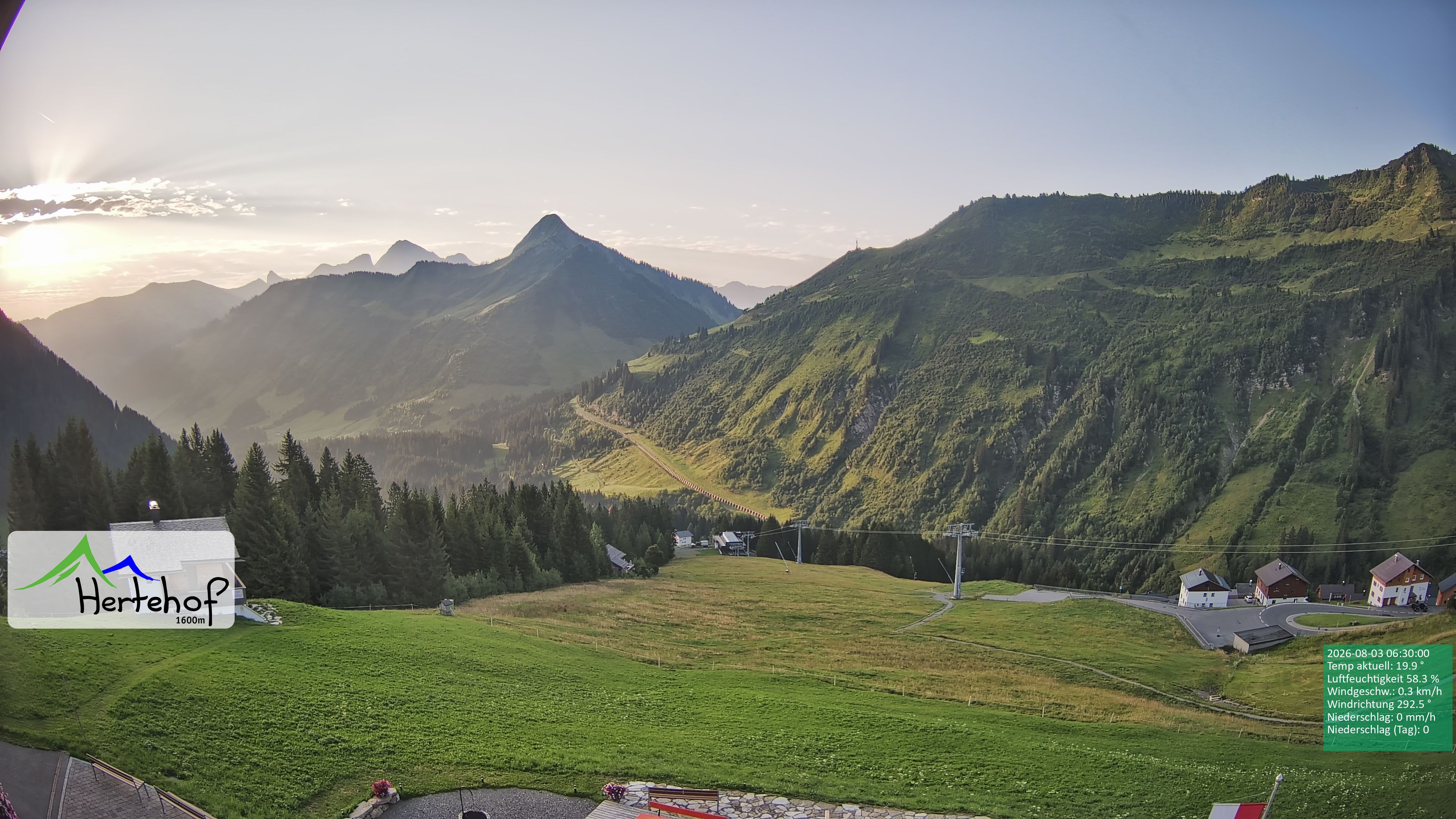 Archiv Foto Webcam Damüls: Blick vom Hertehof