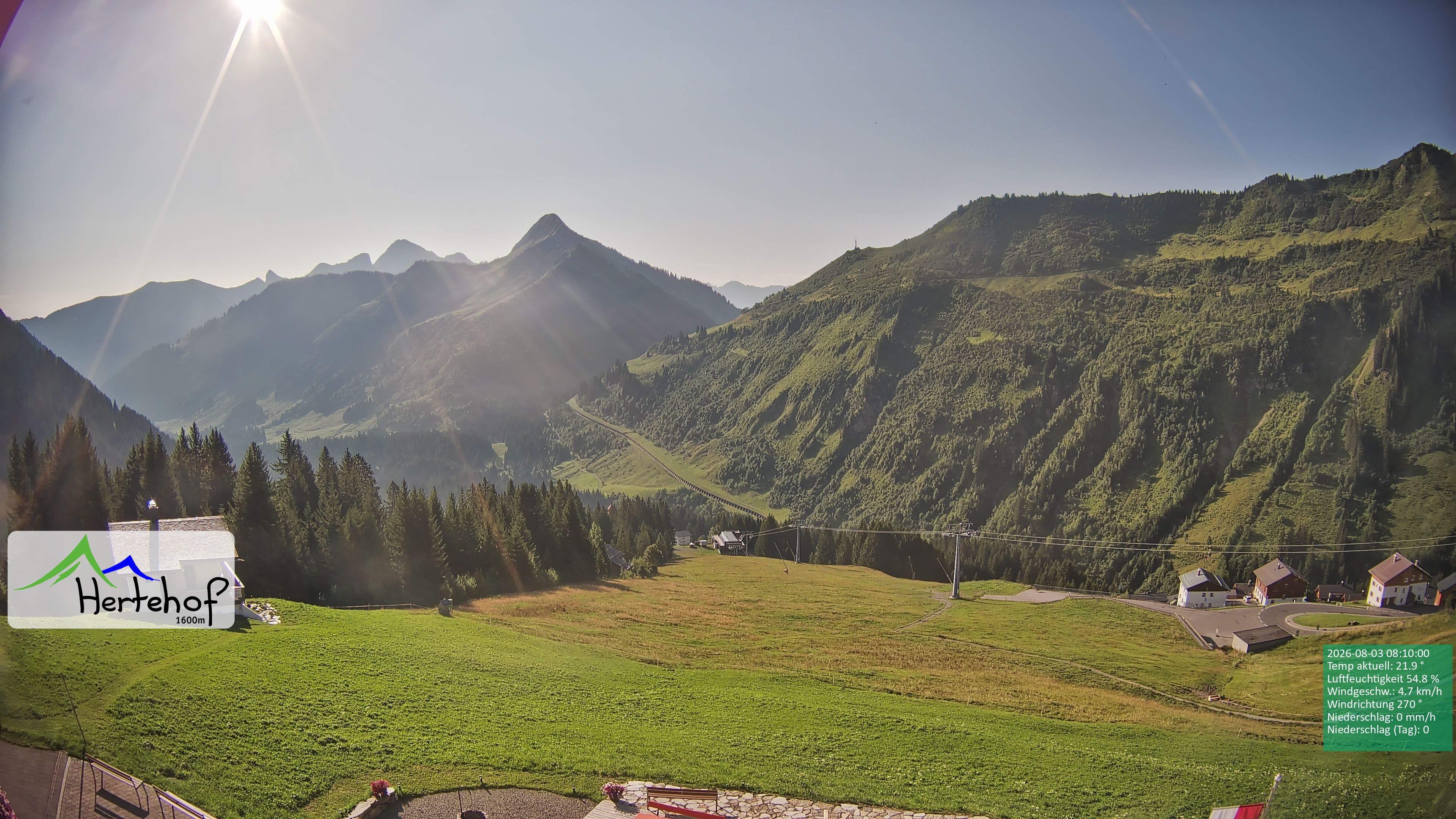 Archiv Foto Webcam Damüls: Blick vom Hertehof