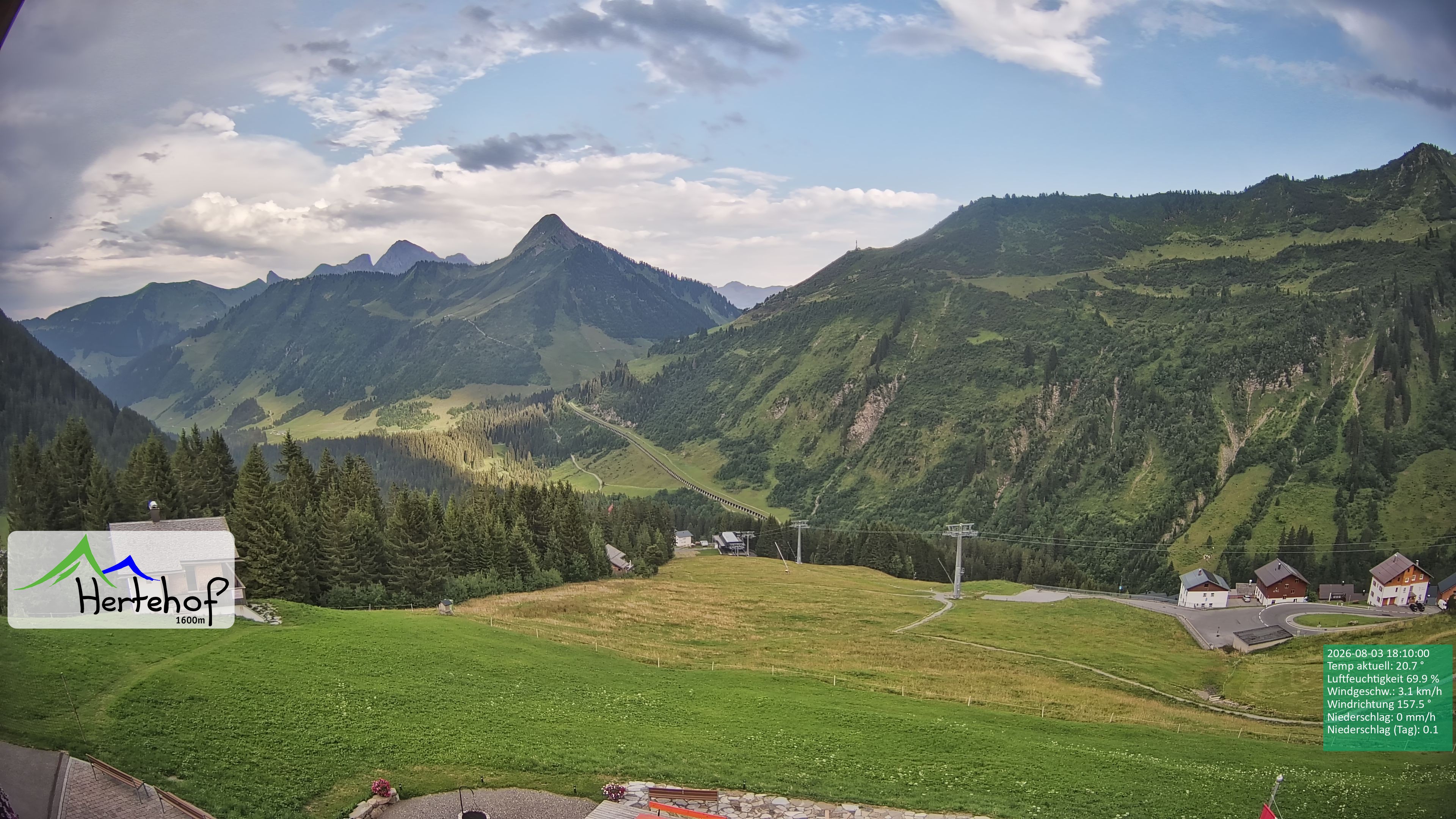 Archiv Foto Webcam Damüls: Blick vom Hertehof