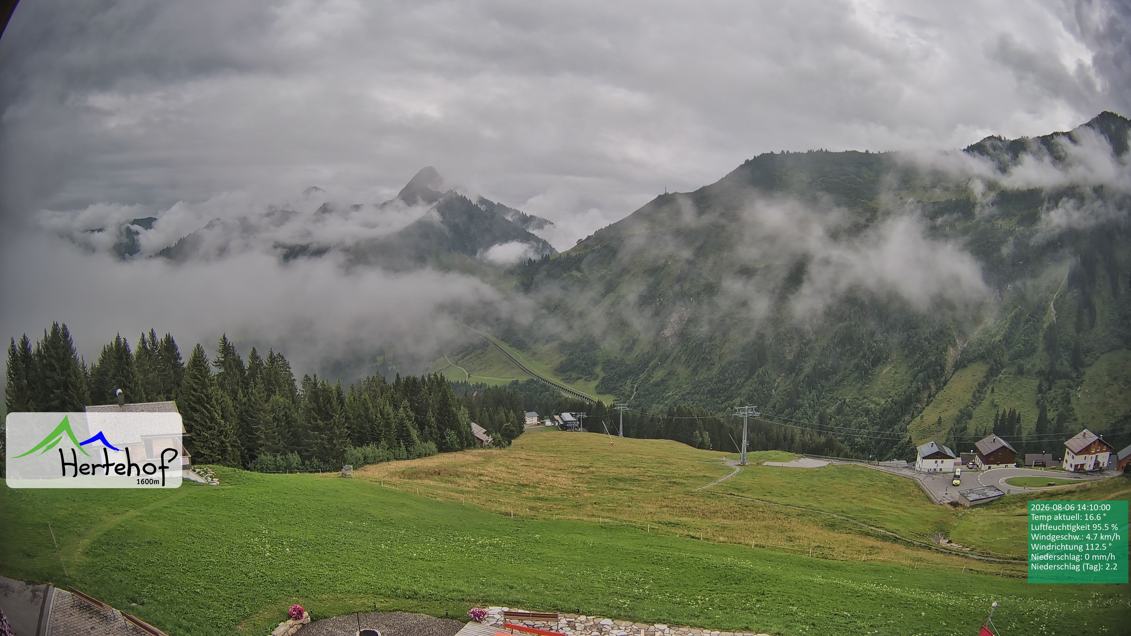 Archiv Foto Webcam Damüls: Blick vom Hertehof