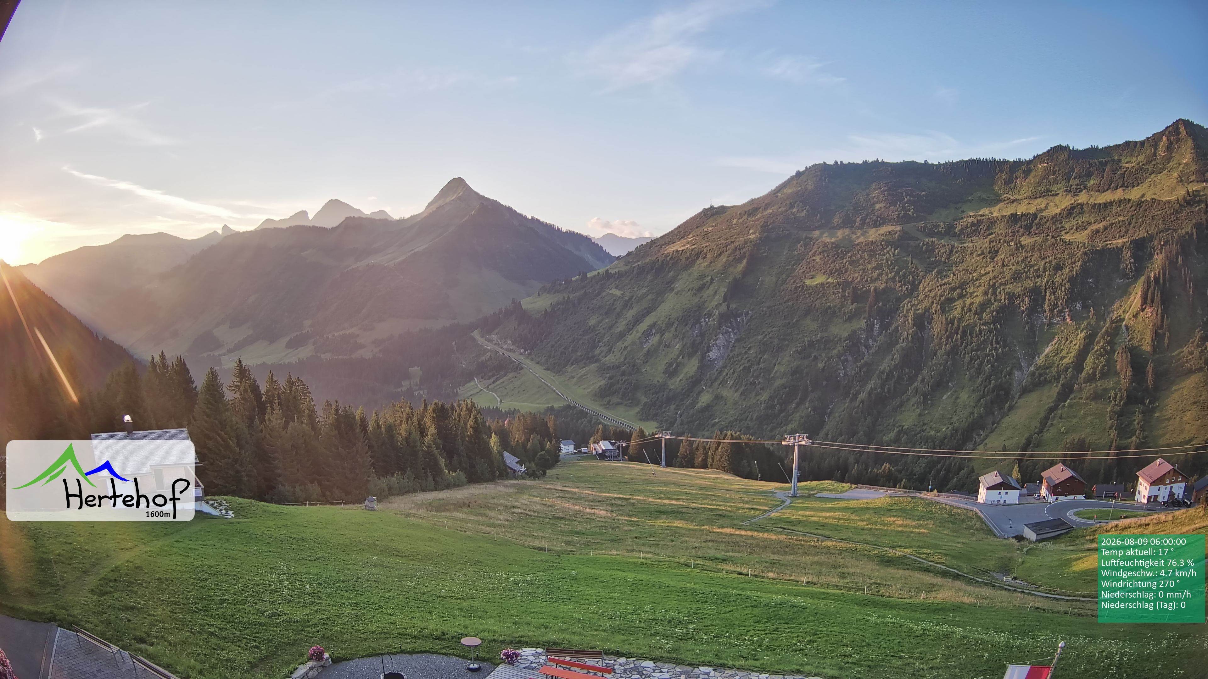 Archiv Foto Webcam Damüls: Blick vom Hertehof
