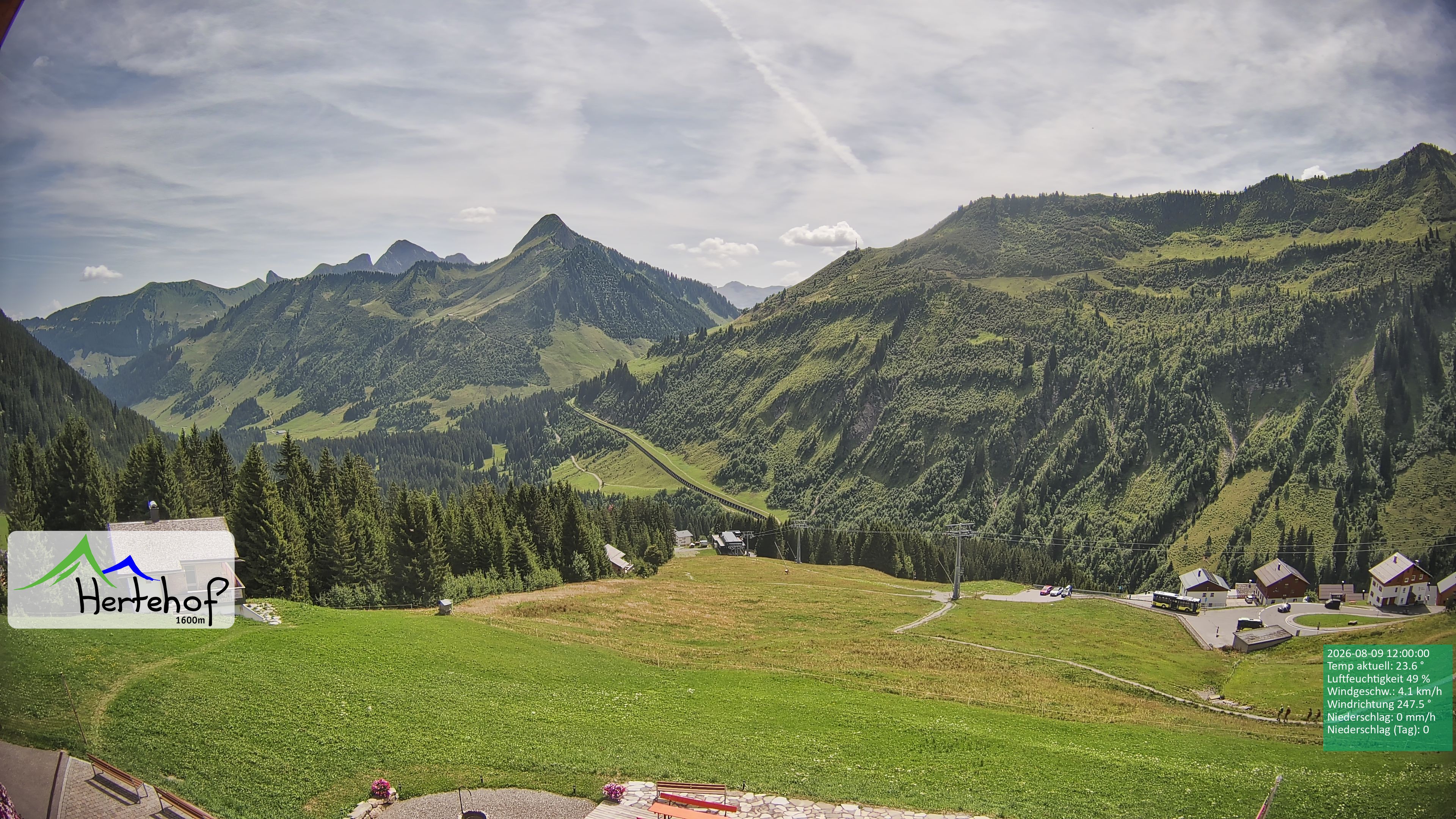 Archiv Foto Webcam Damüls: Blick vom Hertehof
