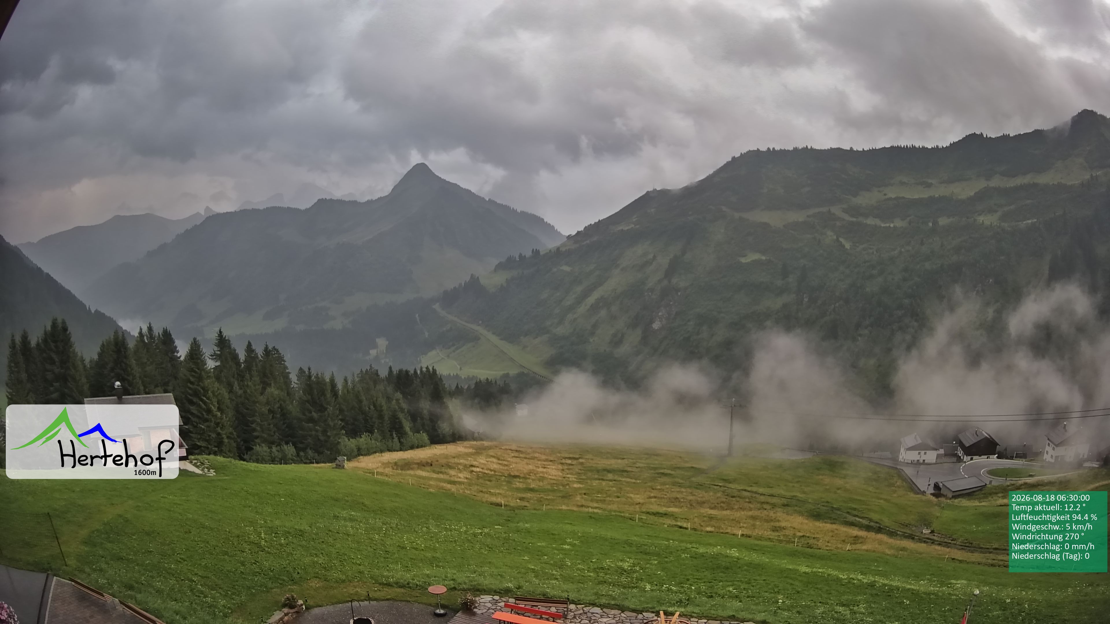 Archiv Foto Webcam Damüls: Blick vom Hertehof