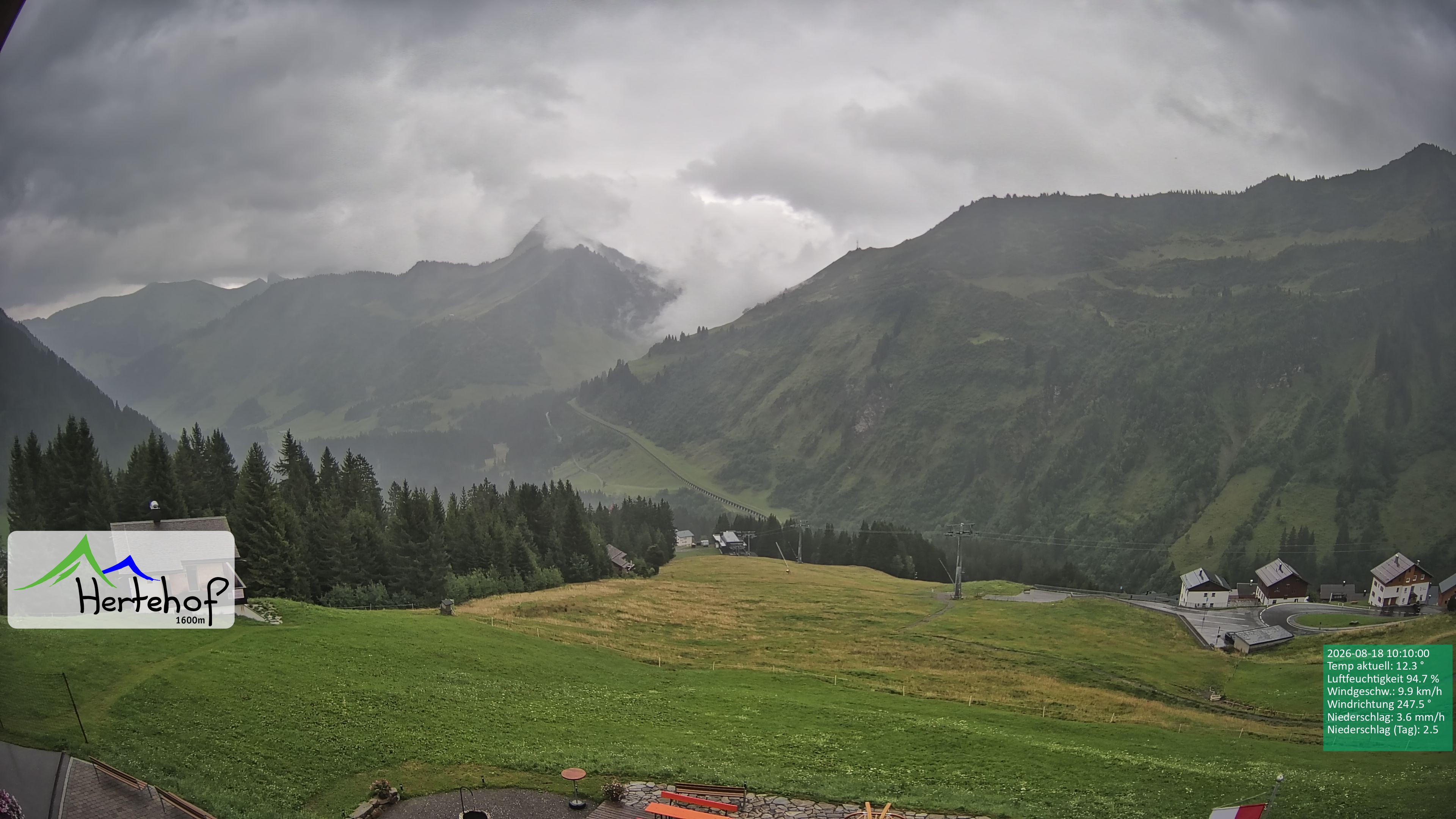 Archiv Foto Webcam Damüls: Blick vom Hertehof