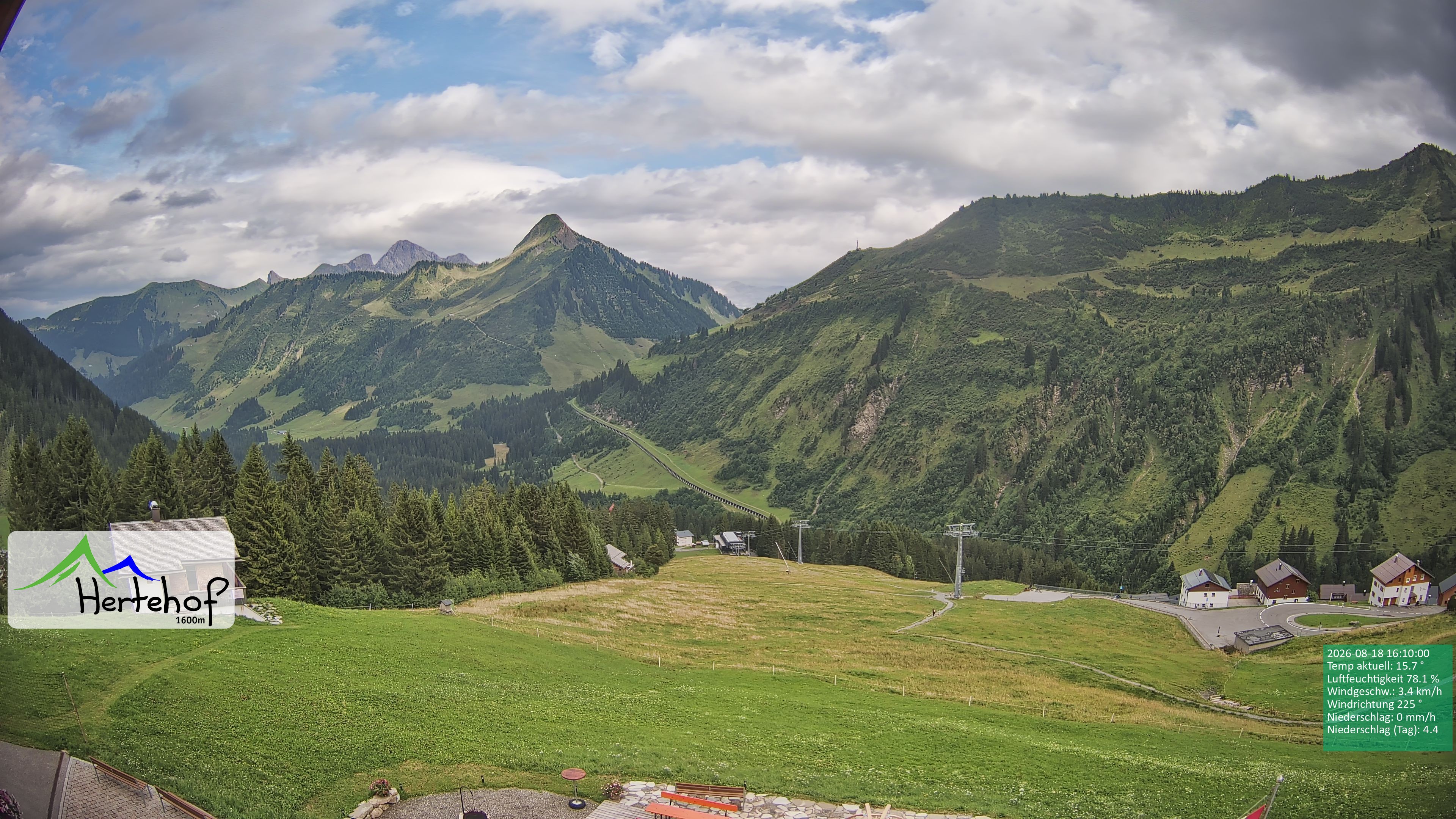 Archiv Foto Webcam Damüls: Blick vom Hertehof