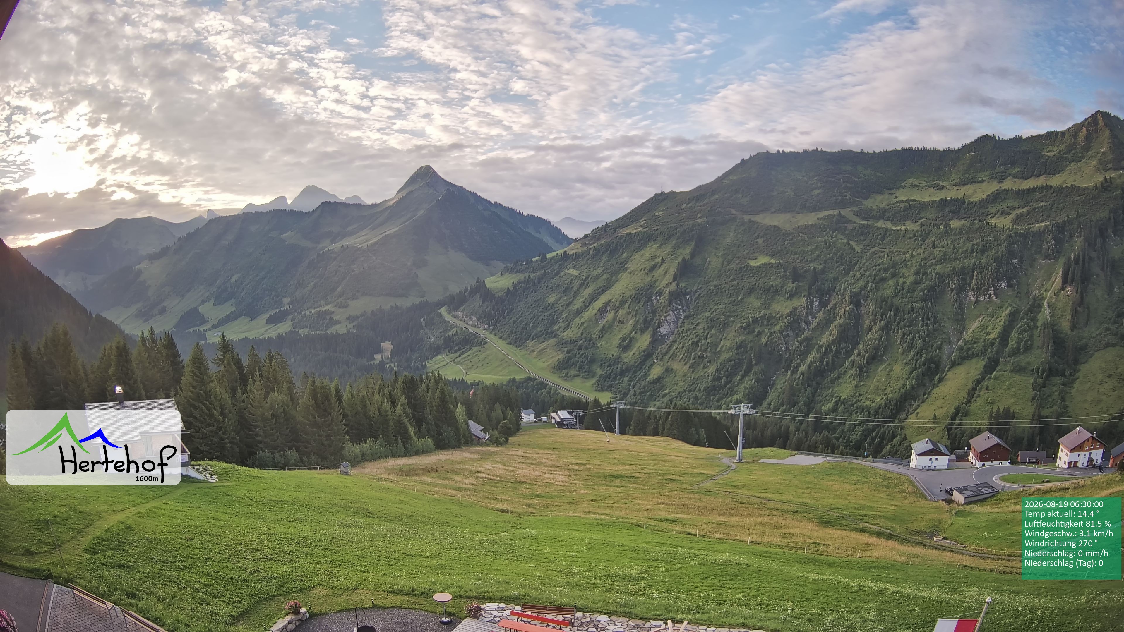 Archiv Foto Webcam Damüls: Blick vom Hertehof