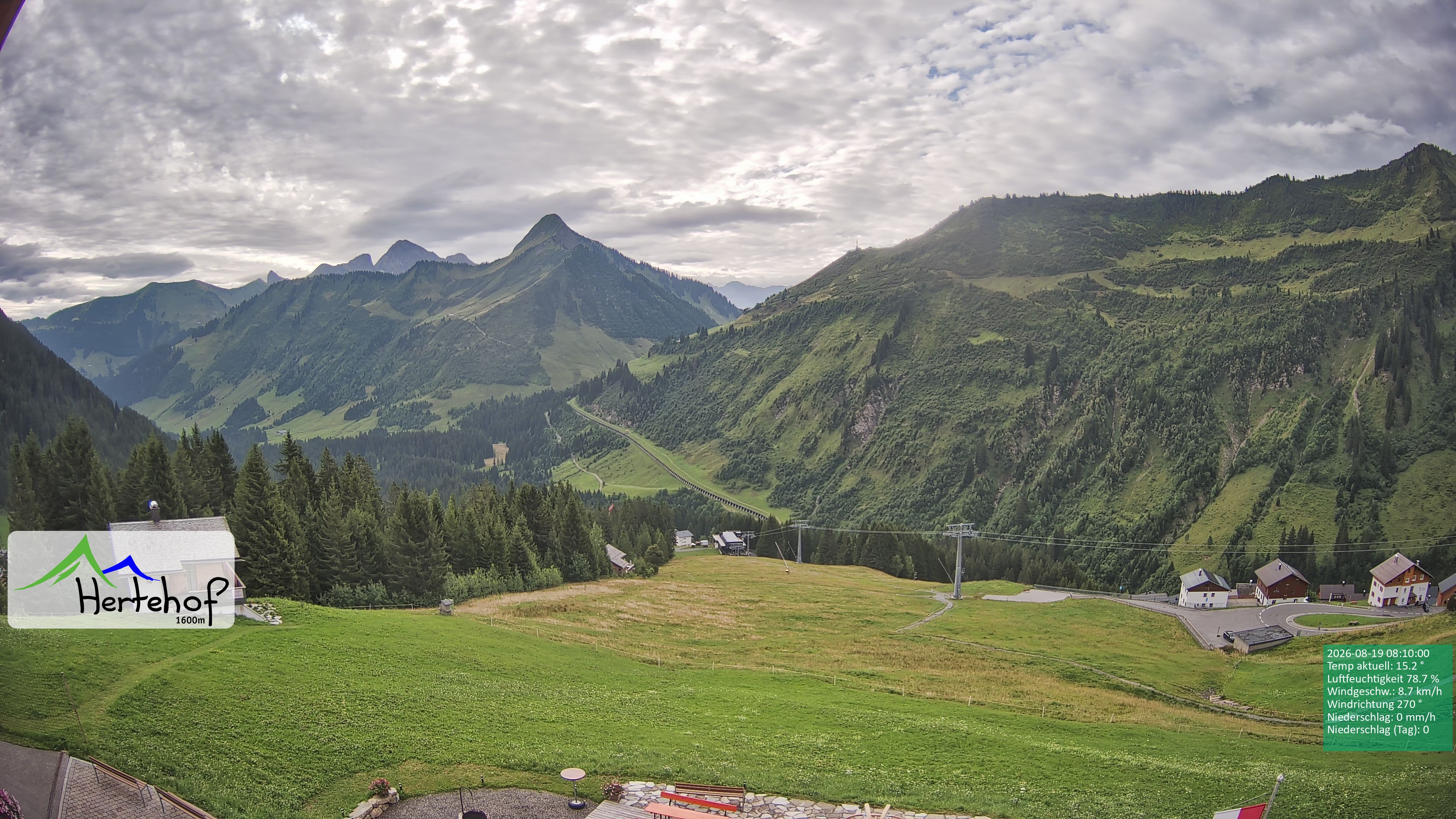 Archiv Foto Webcam Damüls: Blick vom Hertehof