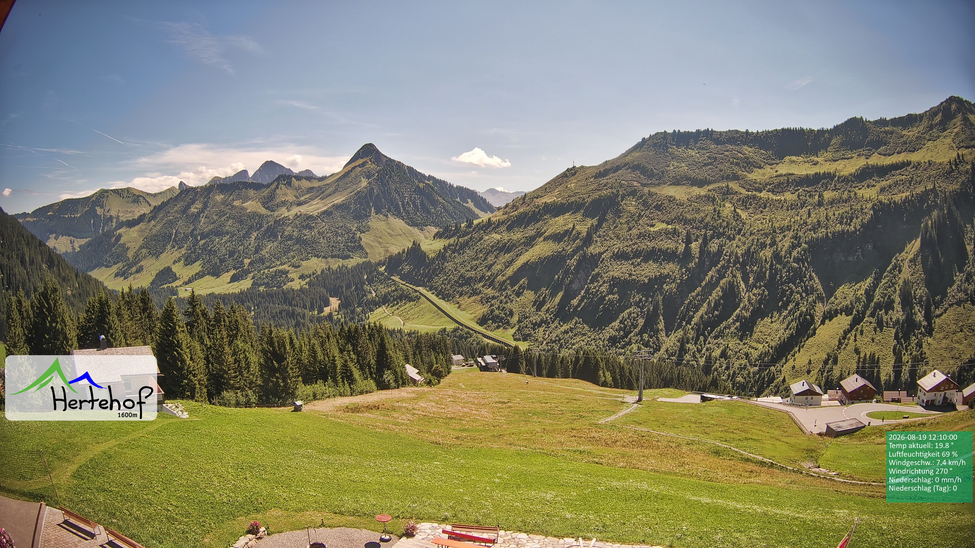 Archiv Foto Webcam Damüls: Blick vom Hertehof
